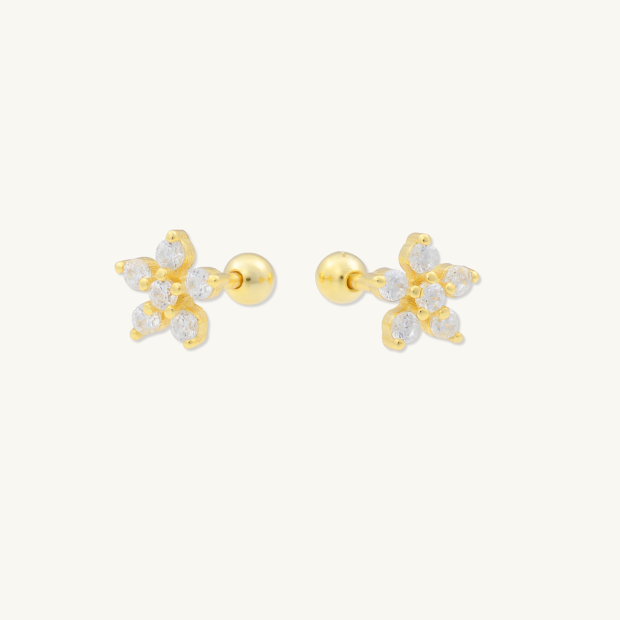 Flower Sapphire Barbell Stud Cartilage Earrings - Camile & Stone