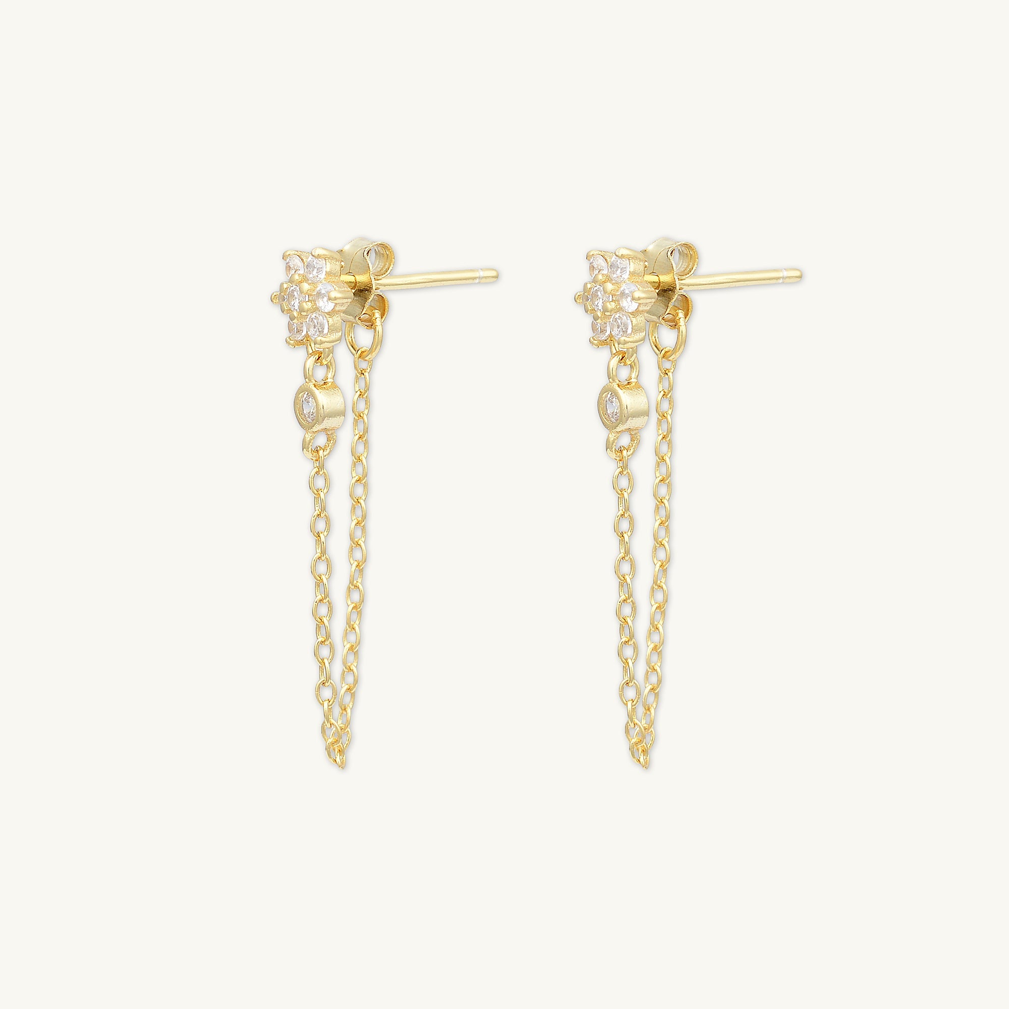 Flower Sapphire Dangle Chain Earrings - Camile & Stone