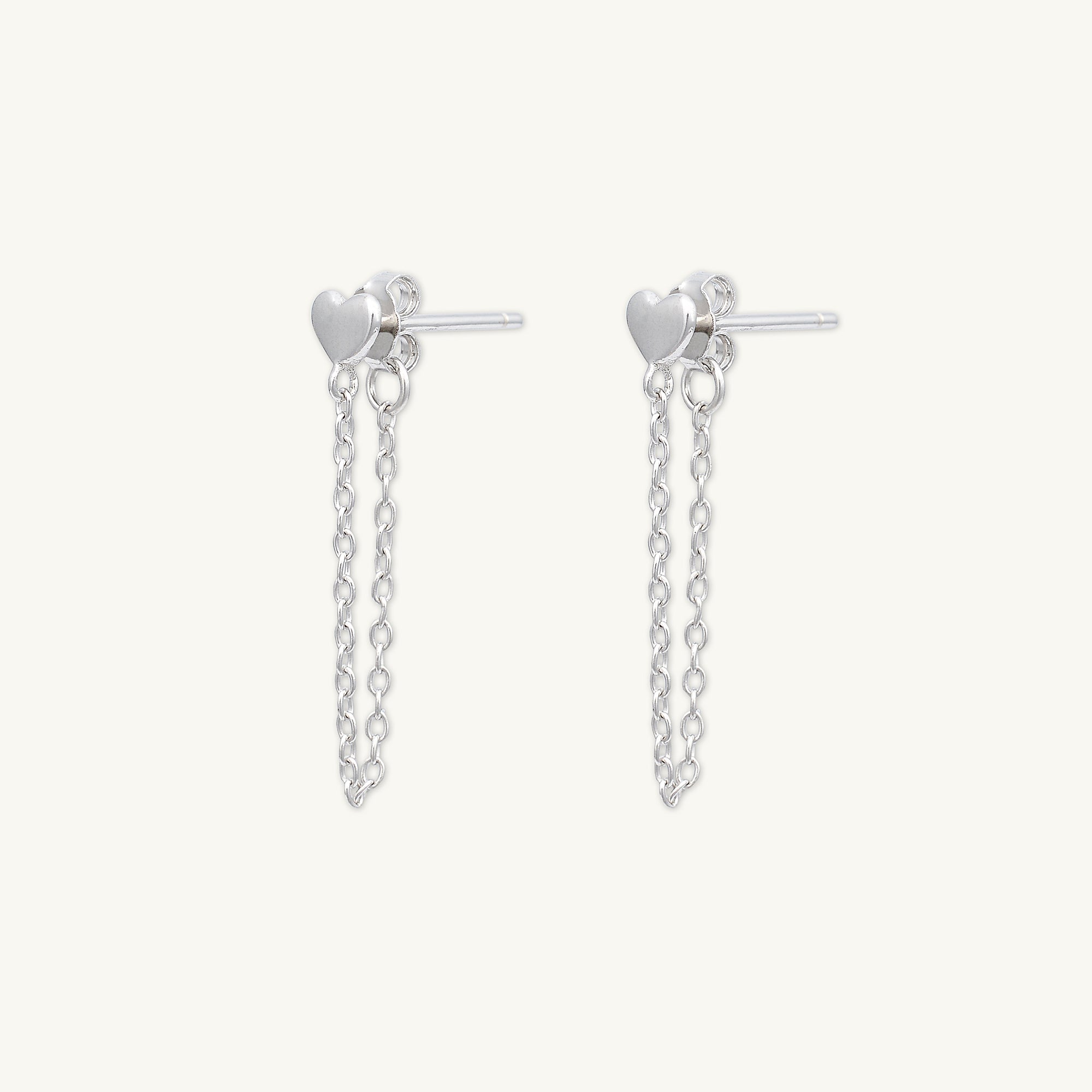 Heart Dangle Chain Earrings - Camile & Stone