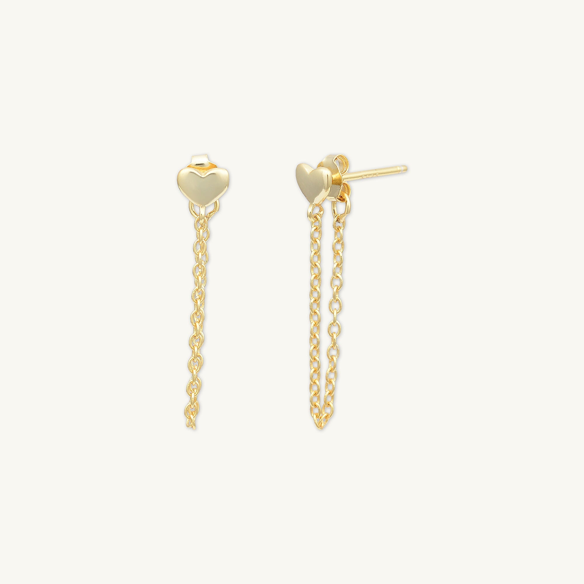 Heart Dangle Chain Earrings - Camile & Stone