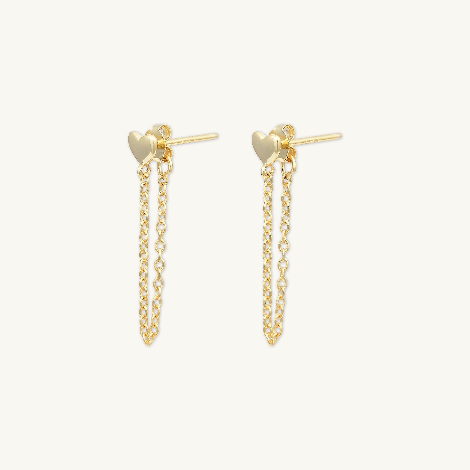 Heart Dangle Chain Earrings - Camile & Stone