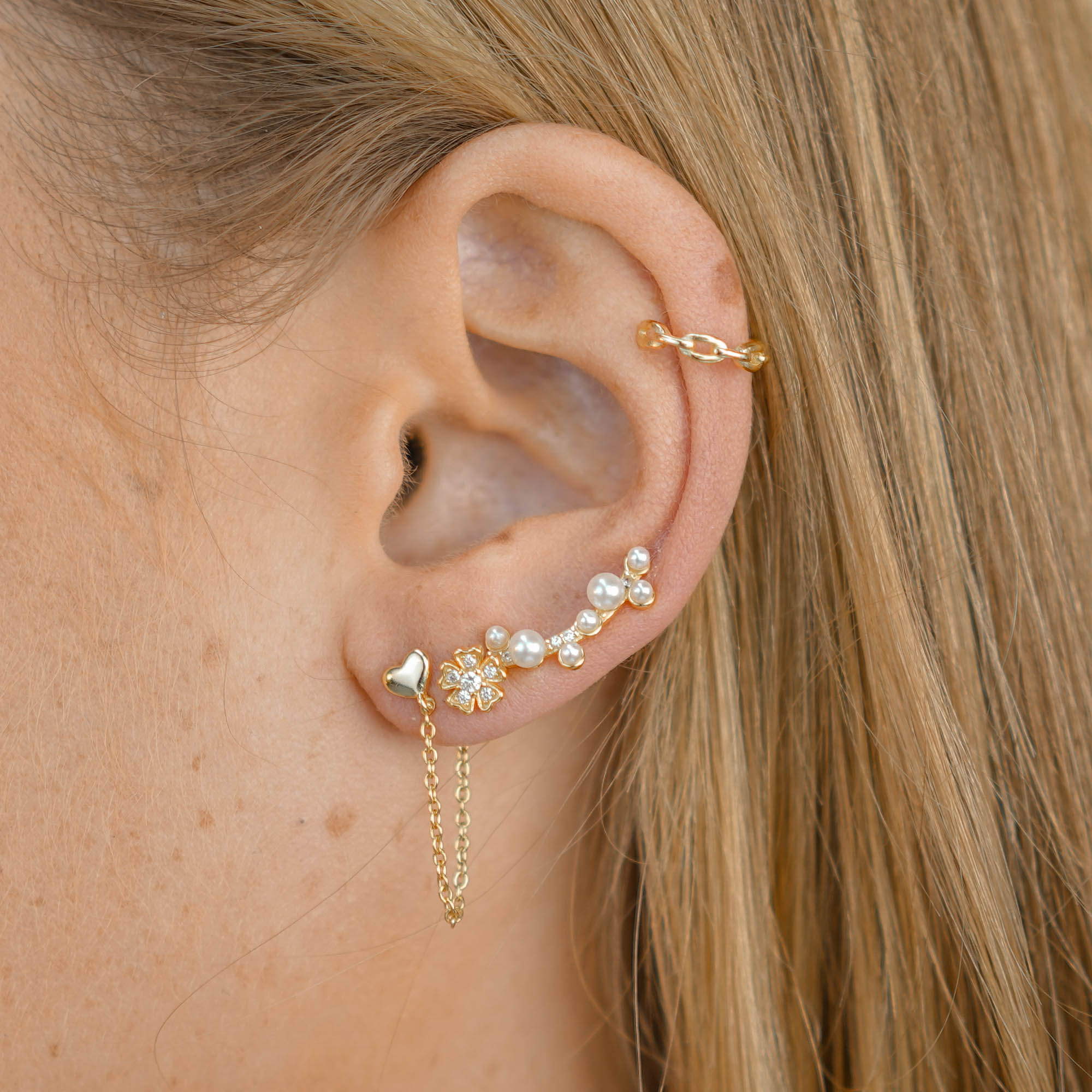 Heart Dangle Chain Earrings - Camile & Stone