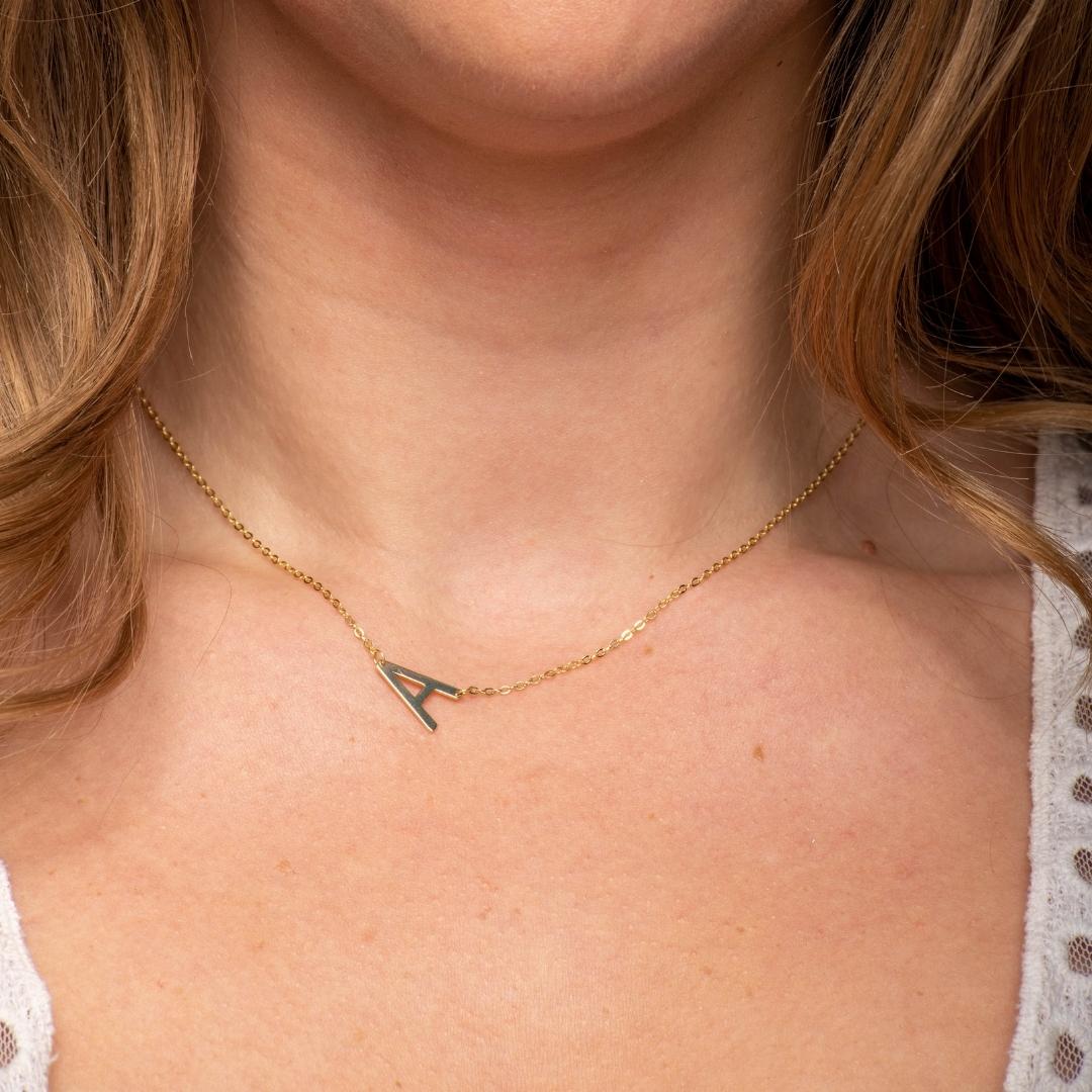 Large Sideways Letter Necklace - Camile & Stone