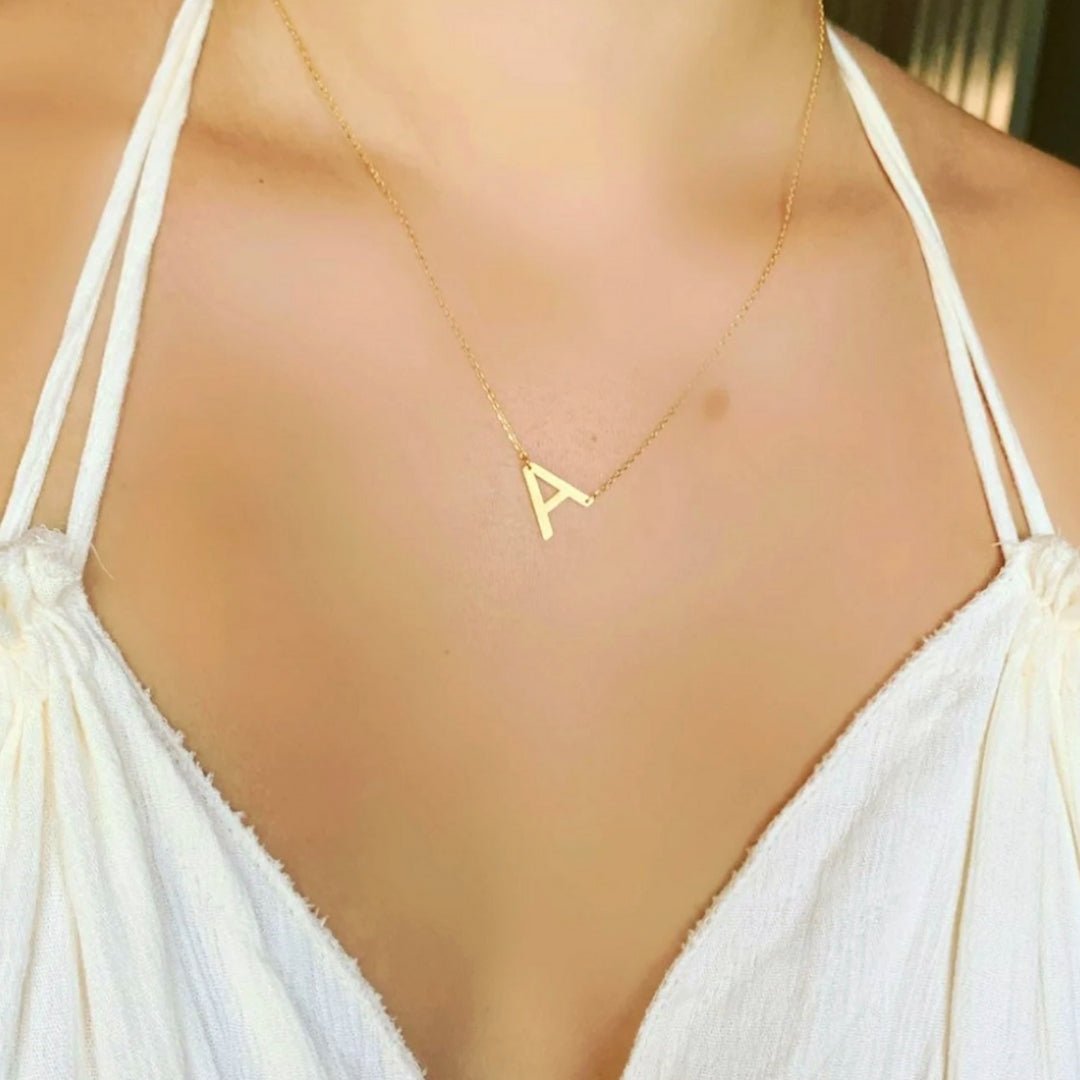 Large Sideways Letter Necklace - Camile & Stone