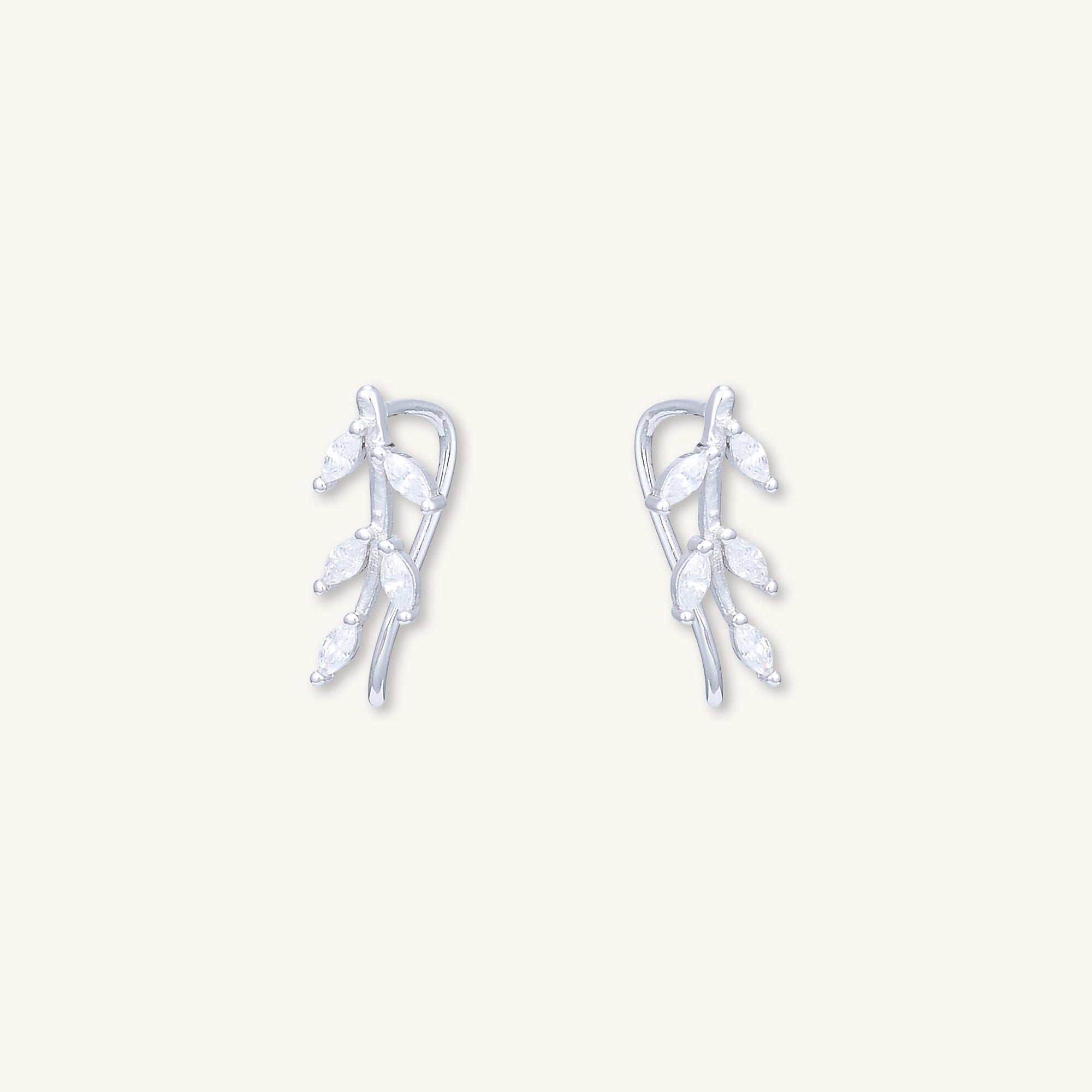 Leaf Sapphire Climber Earrings - Camile & Stone