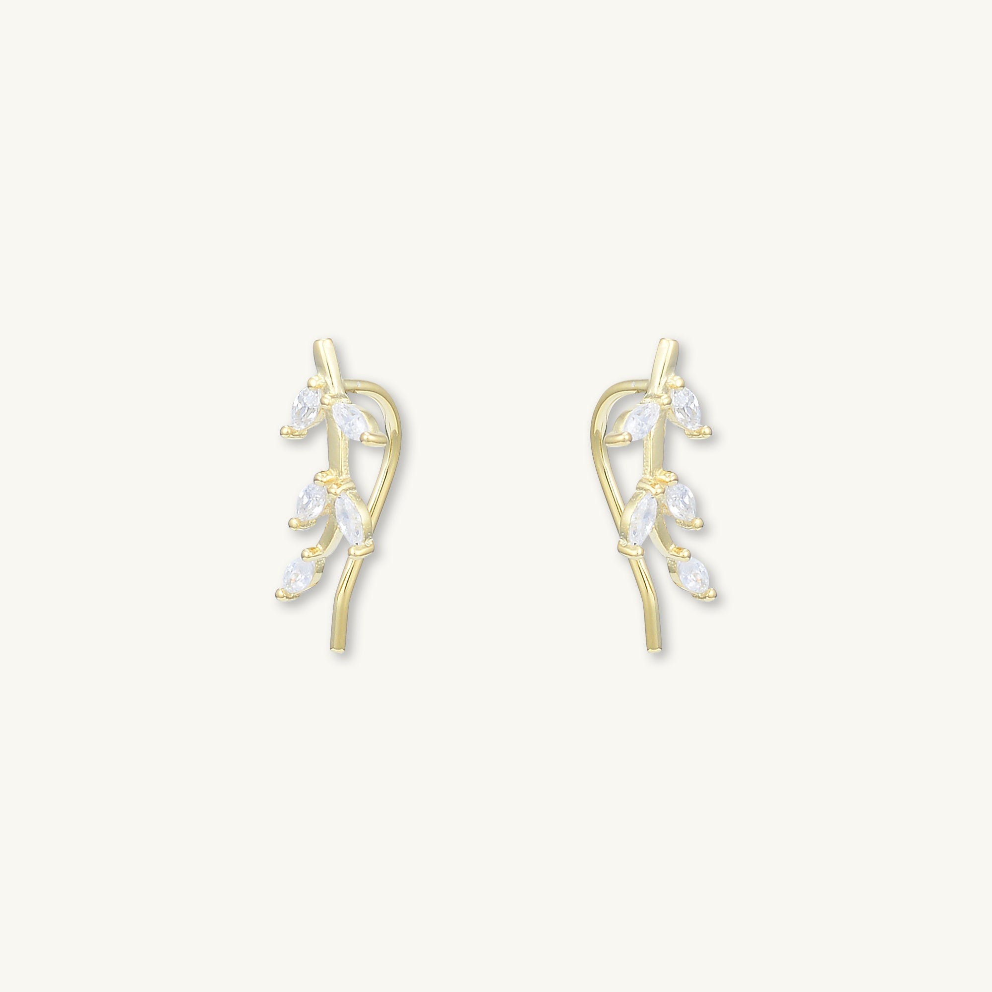 Leaf Sapphire Climber Earrings - Camile & Stone