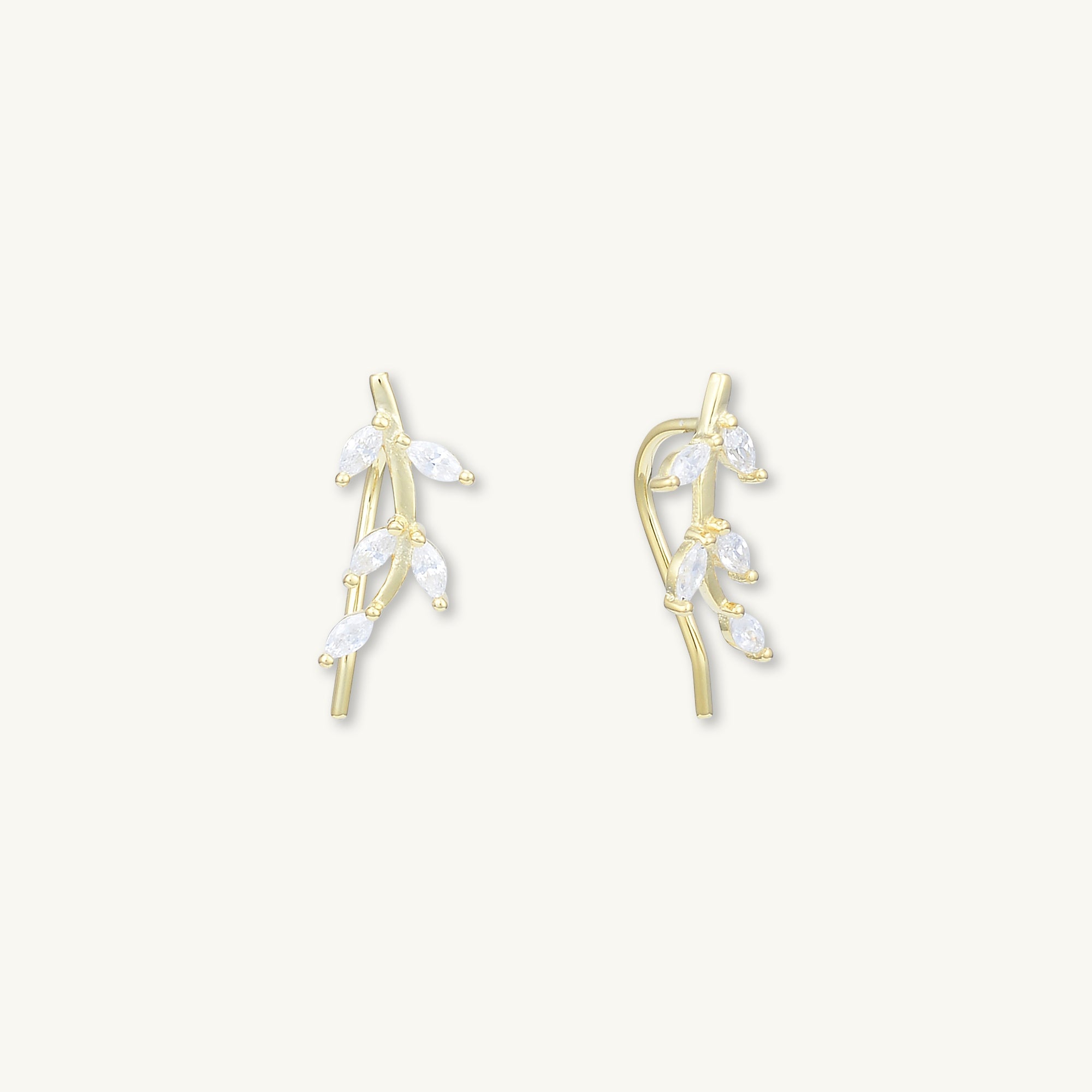 Leaf Sapphire Climber Earrings - Camile & Stone