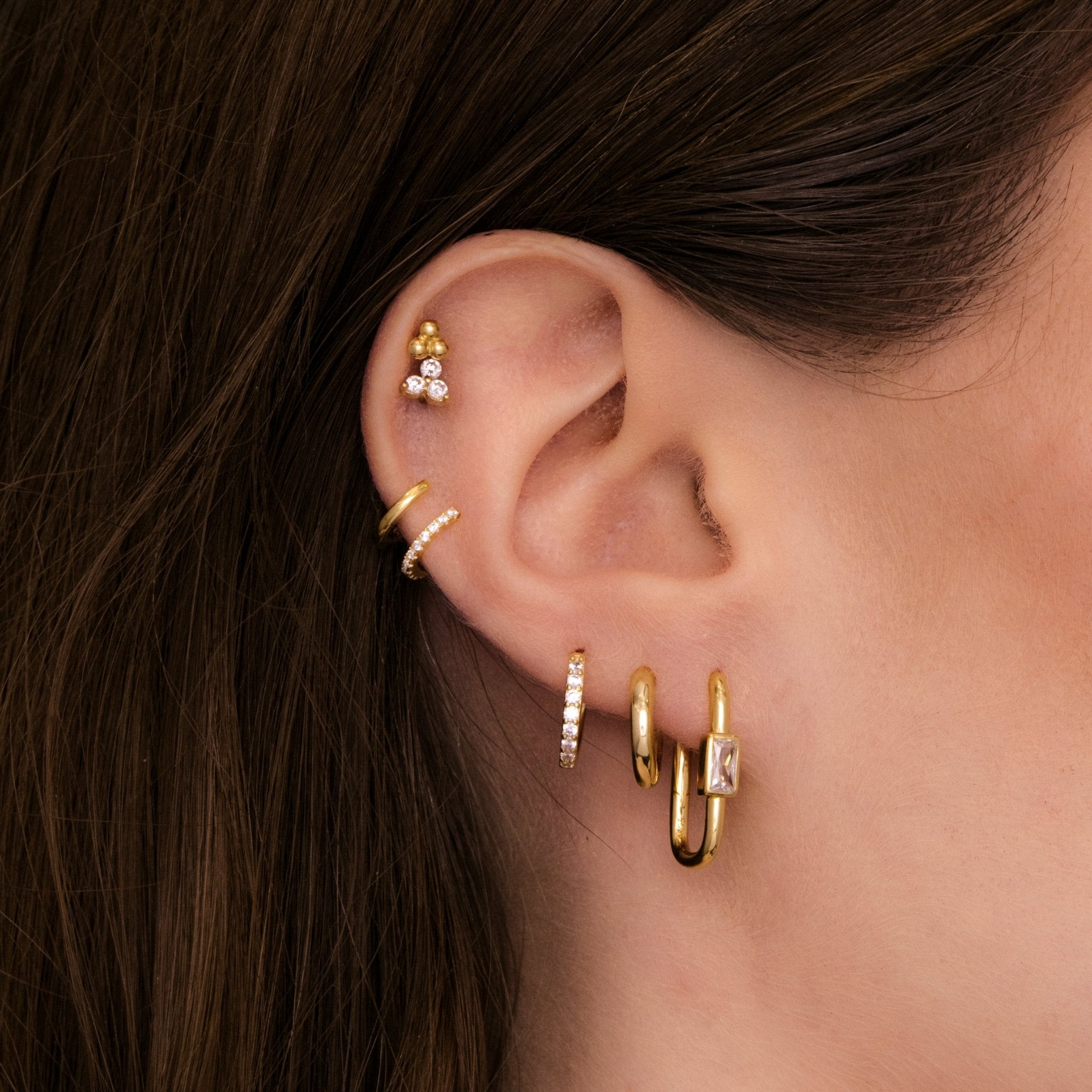 Long Baguette Huggie Hoops Earrings - Camile & Stone