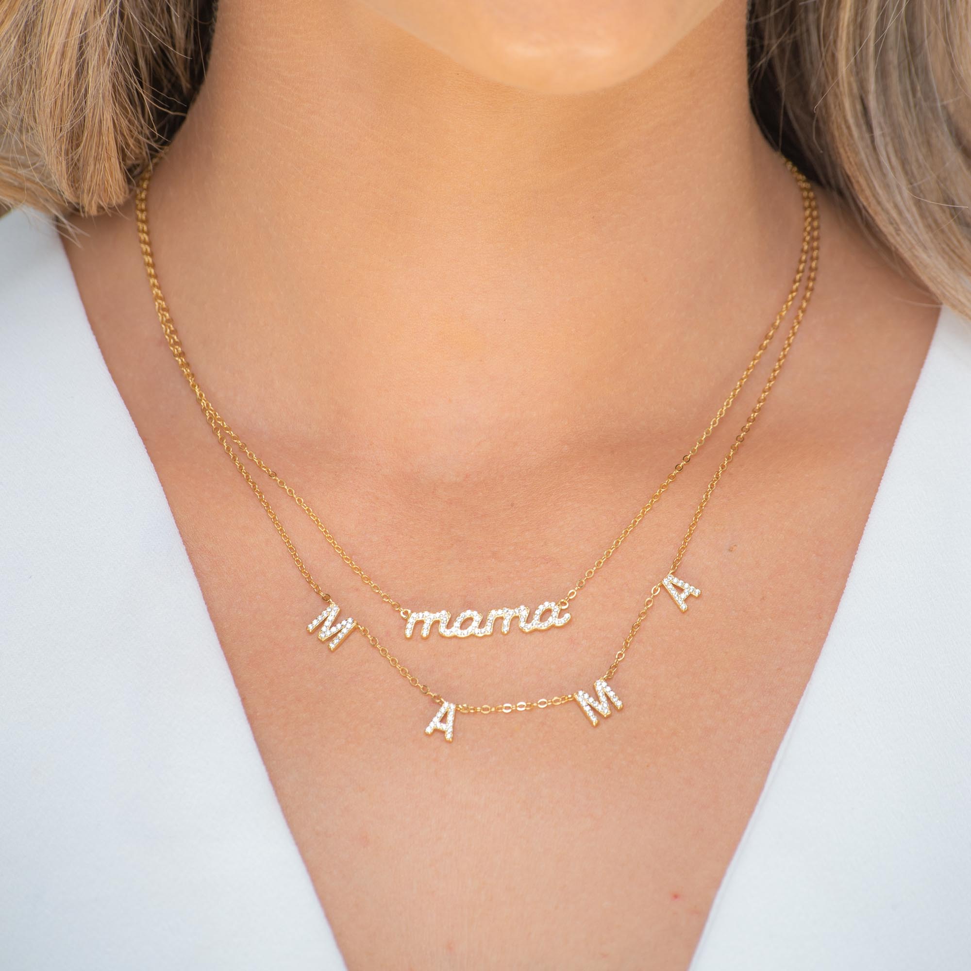 MAMA Sapphire Letter Necklace - Camile & Stone
