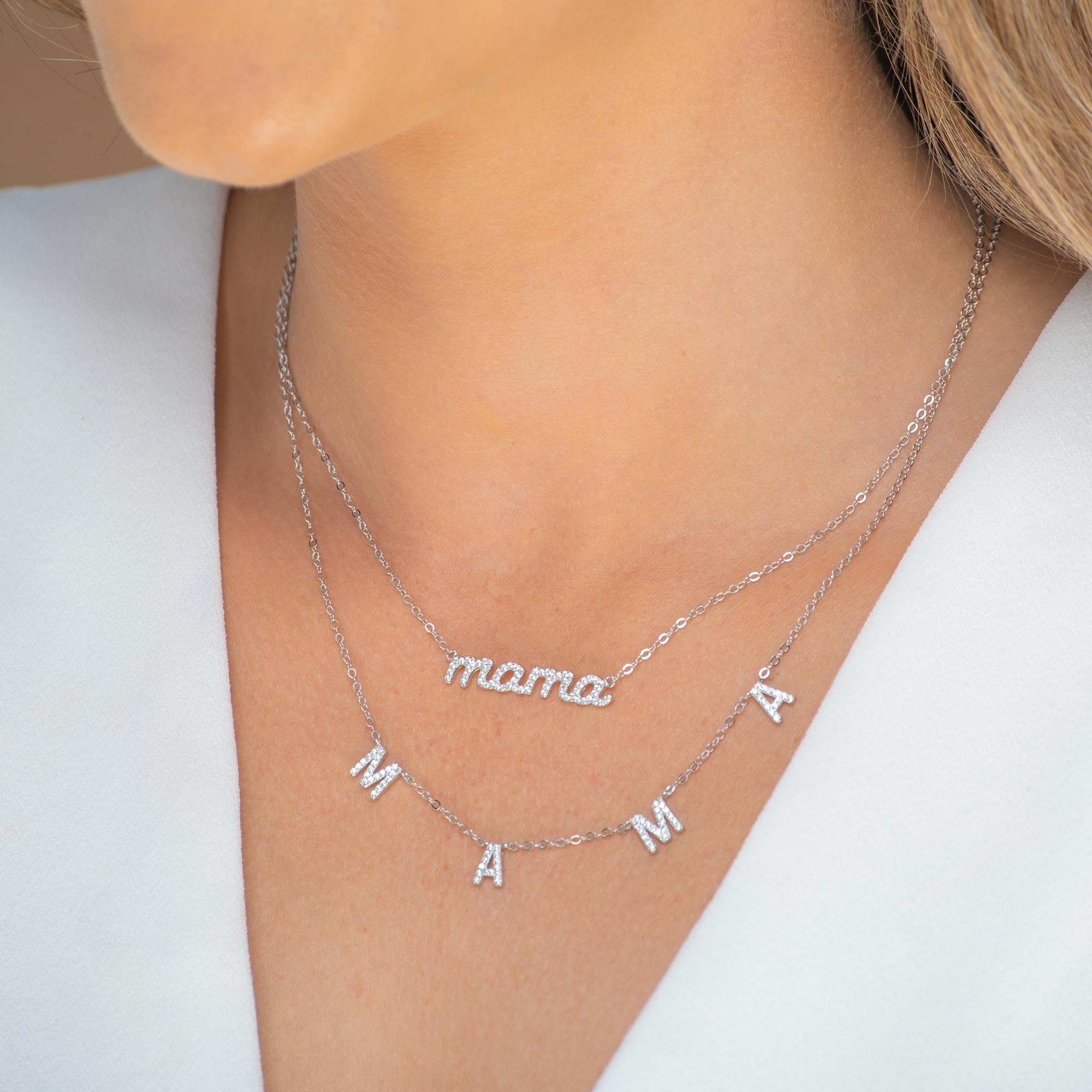MAMA Sapphire Letter Necklace - Camile & Stone