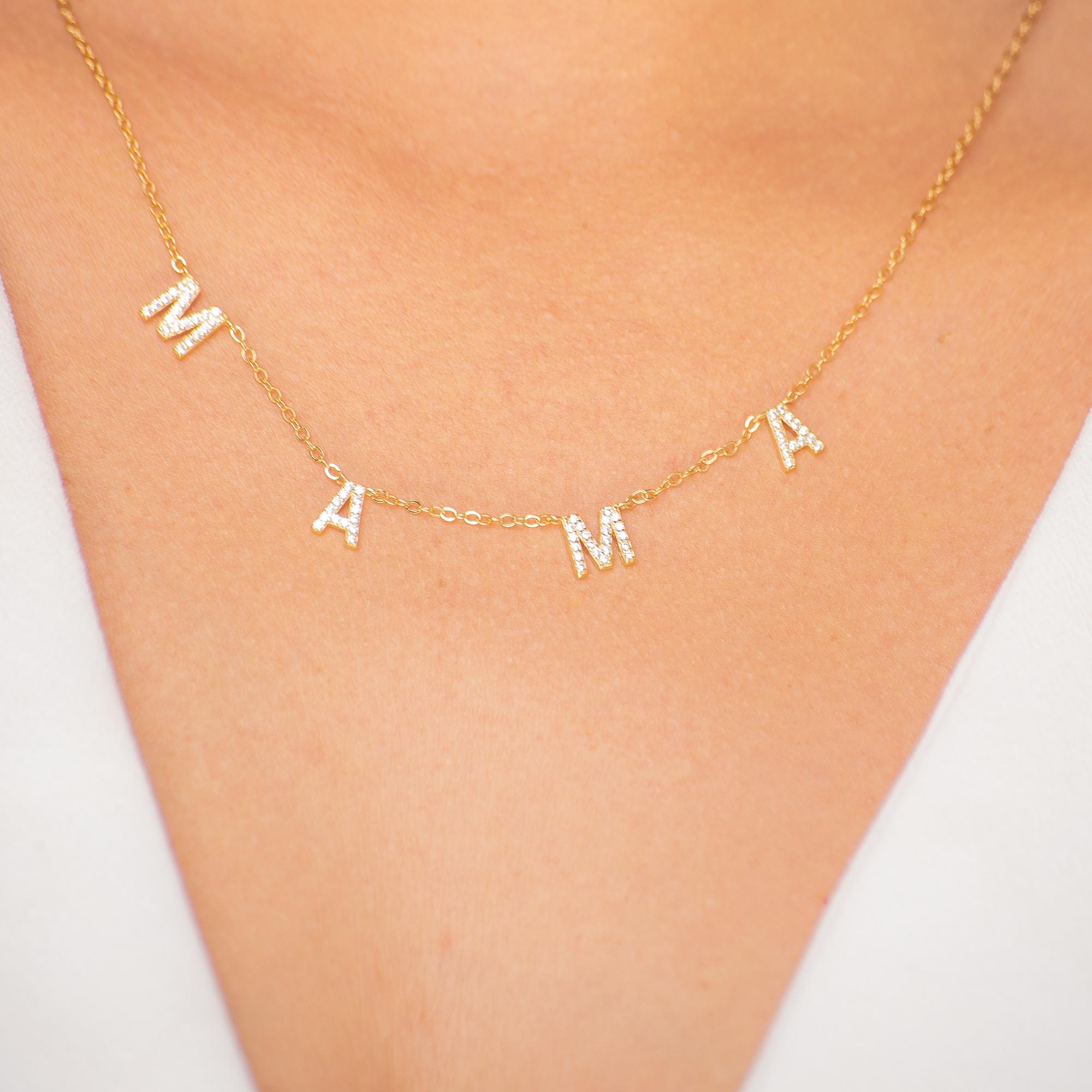 MAMA Sapphire Letter Necklace - Camile & Stone