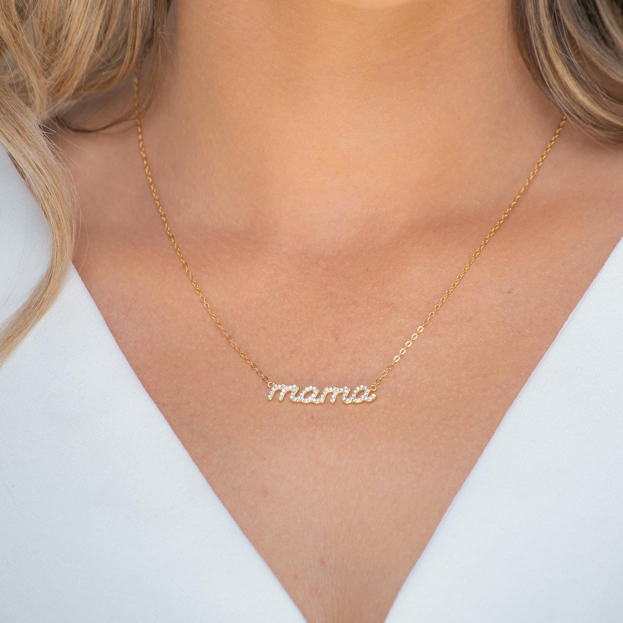 MAMA Sapphire Nameplate Necklace - Camile & Stone