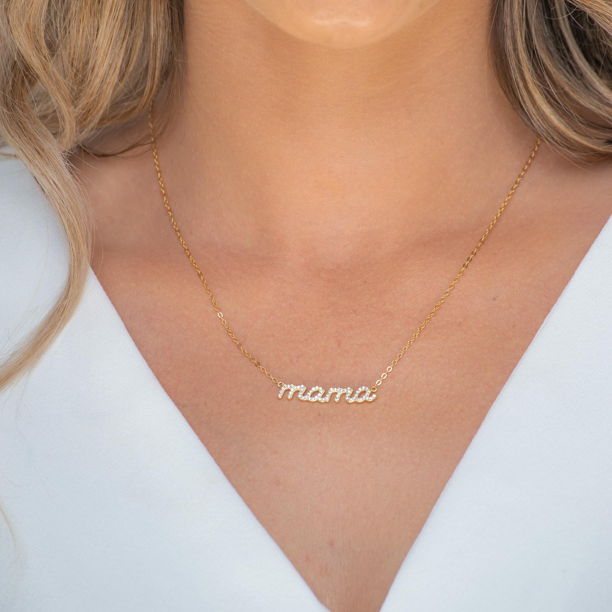 MAMA Sapphire Nameplate Necklace - Camile & Stone