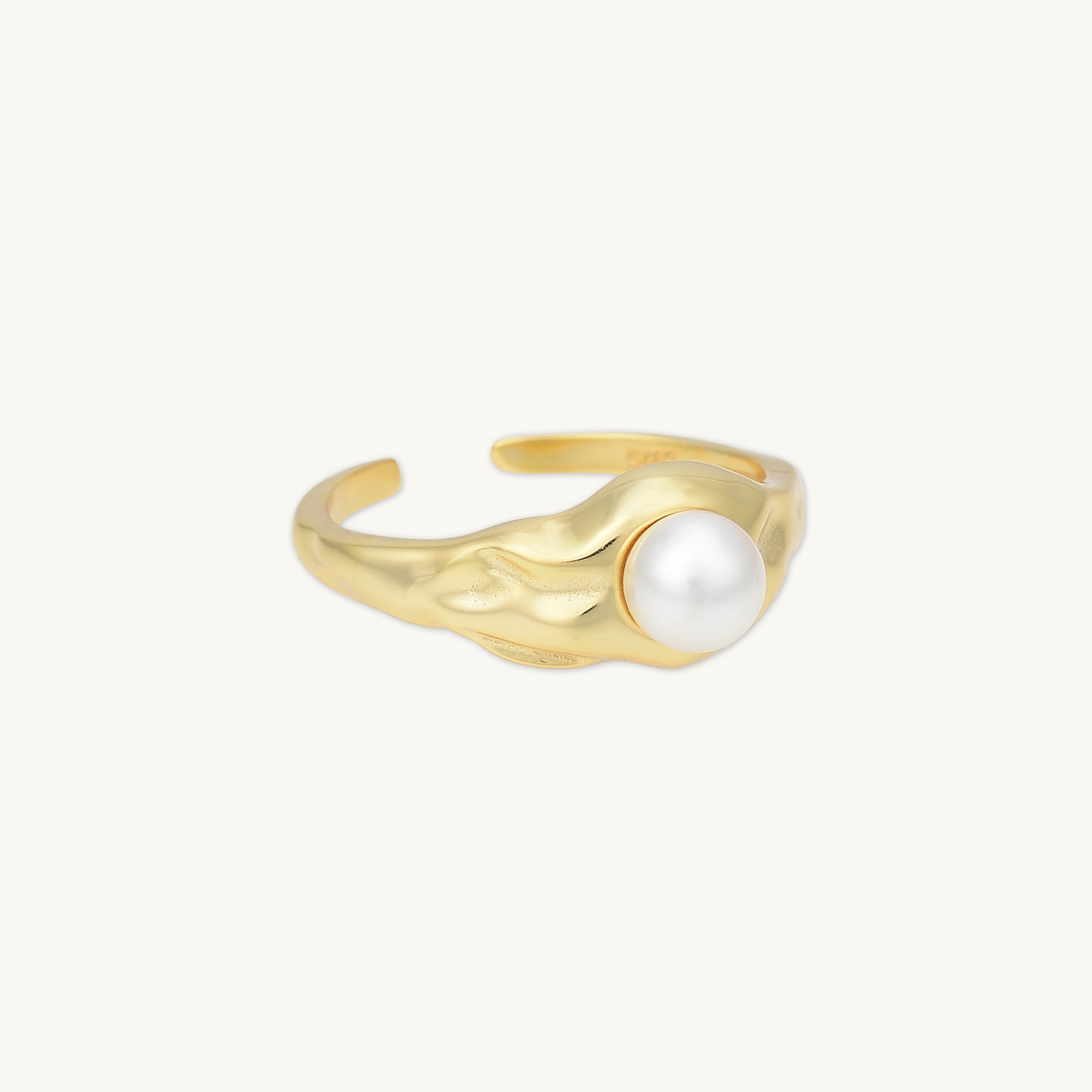 Molten Signet Pearl Open Ring - Camile & Stone