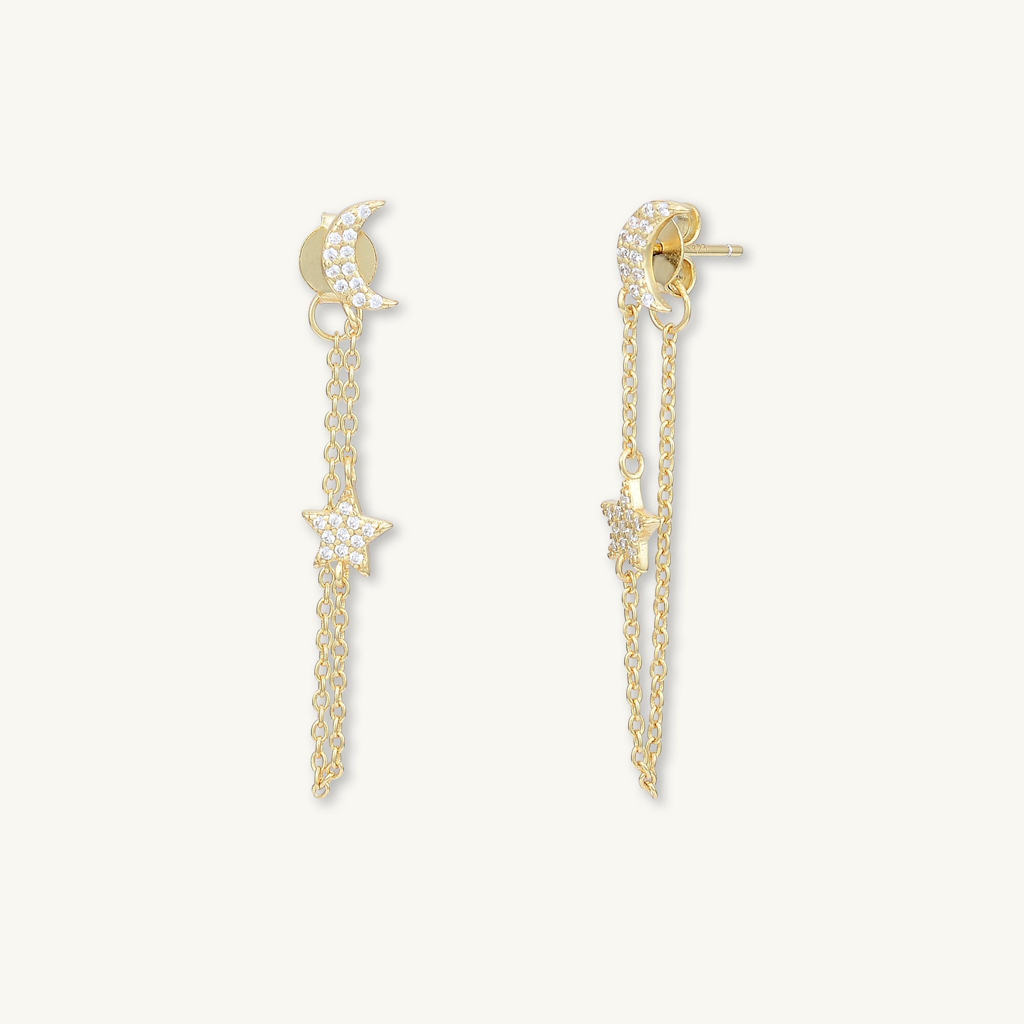 Moon & Star Dangling Sapphire Earrings - Camile & Stone