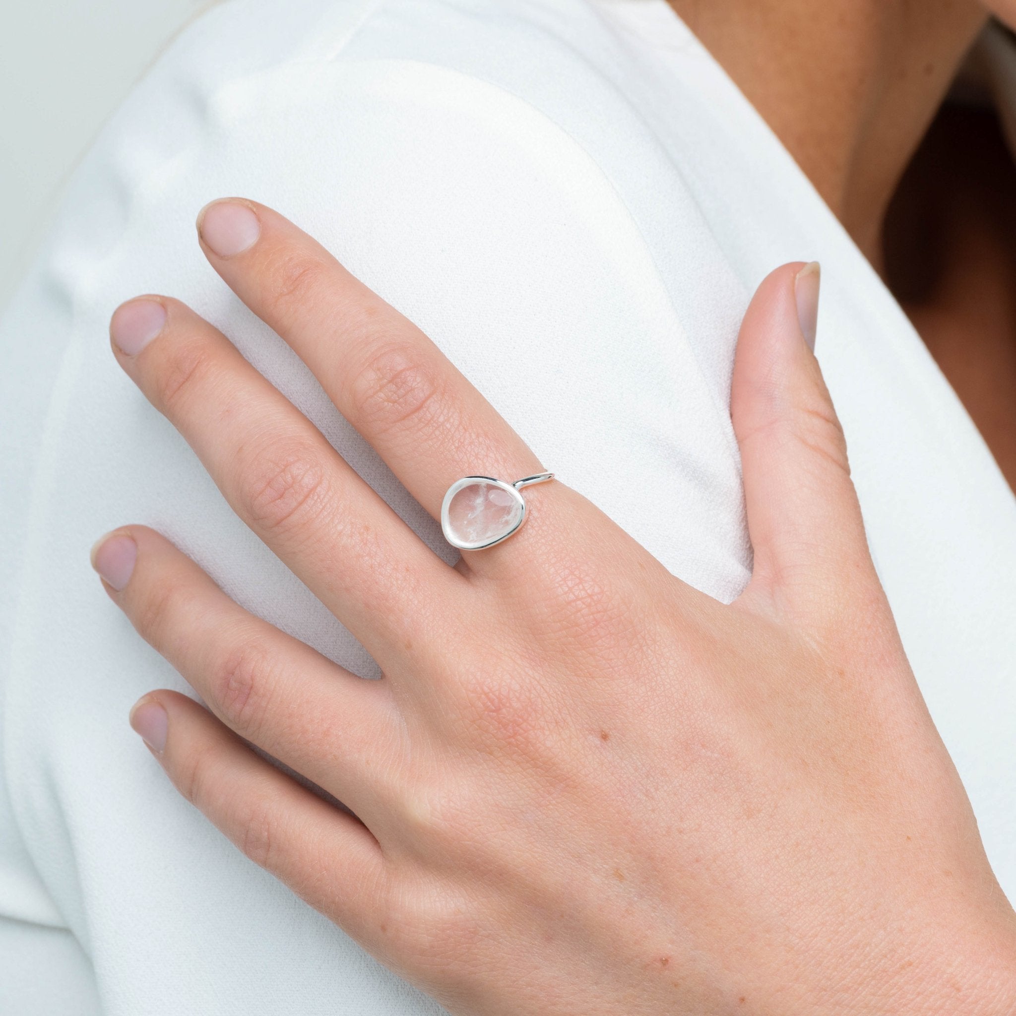 Moonstone Oval Statement Open Ring - Camile & Stone