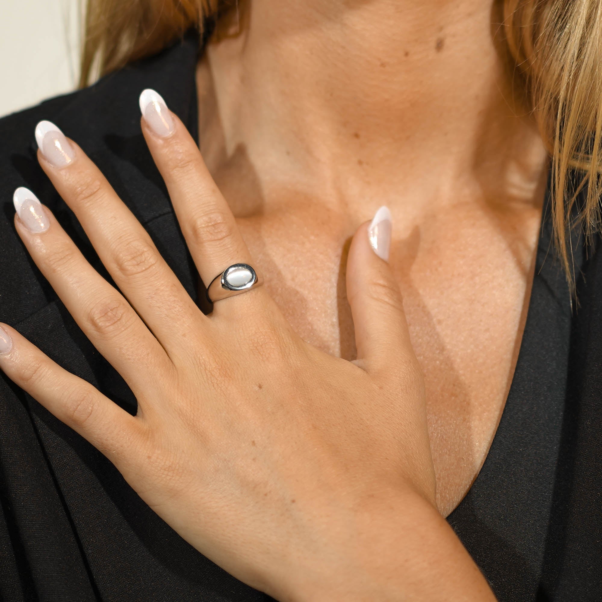 Moonstone Signet Dome Open Ring - Camile & Stone