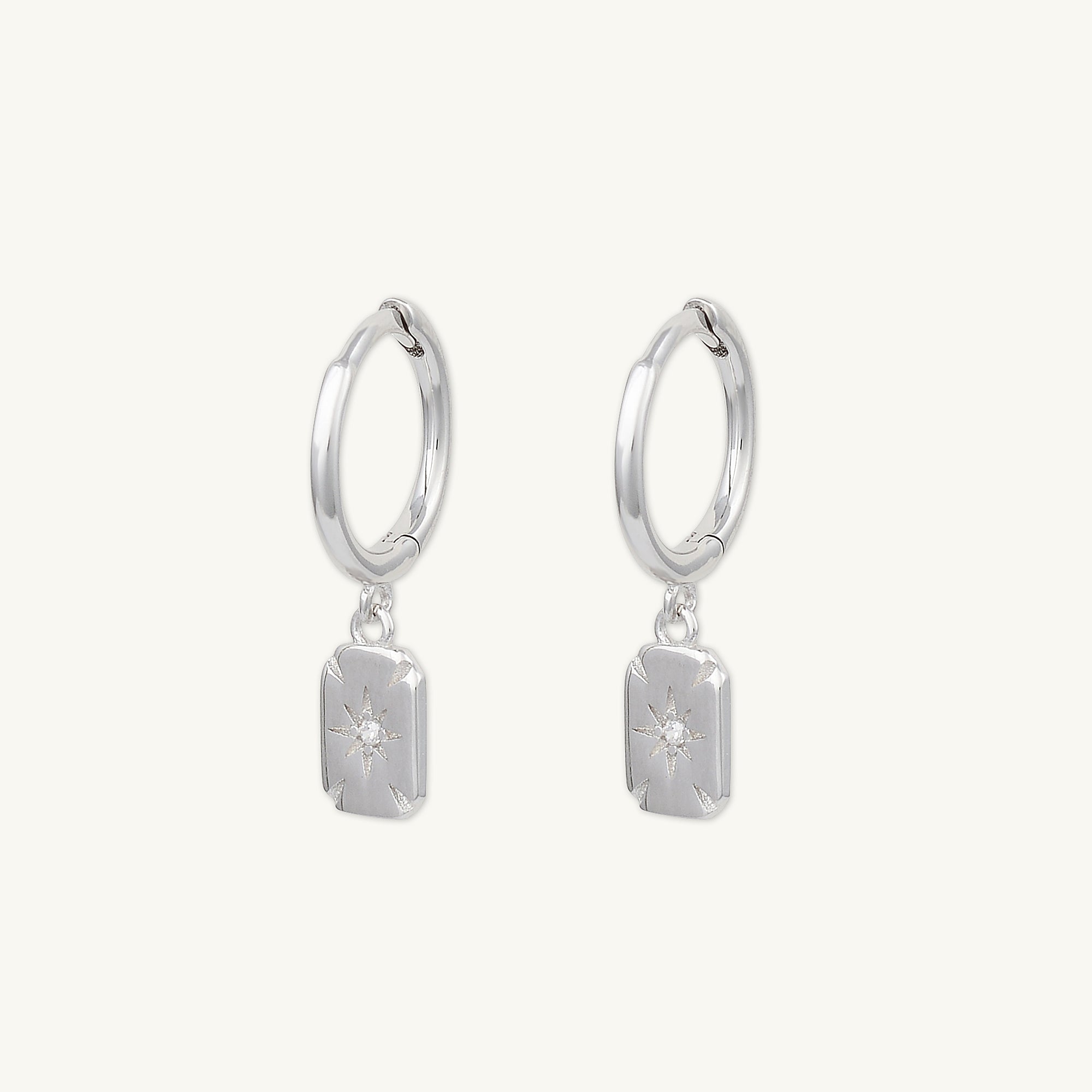 North Star Rectangle Huggie Hoop Earrings - Camile & Stone