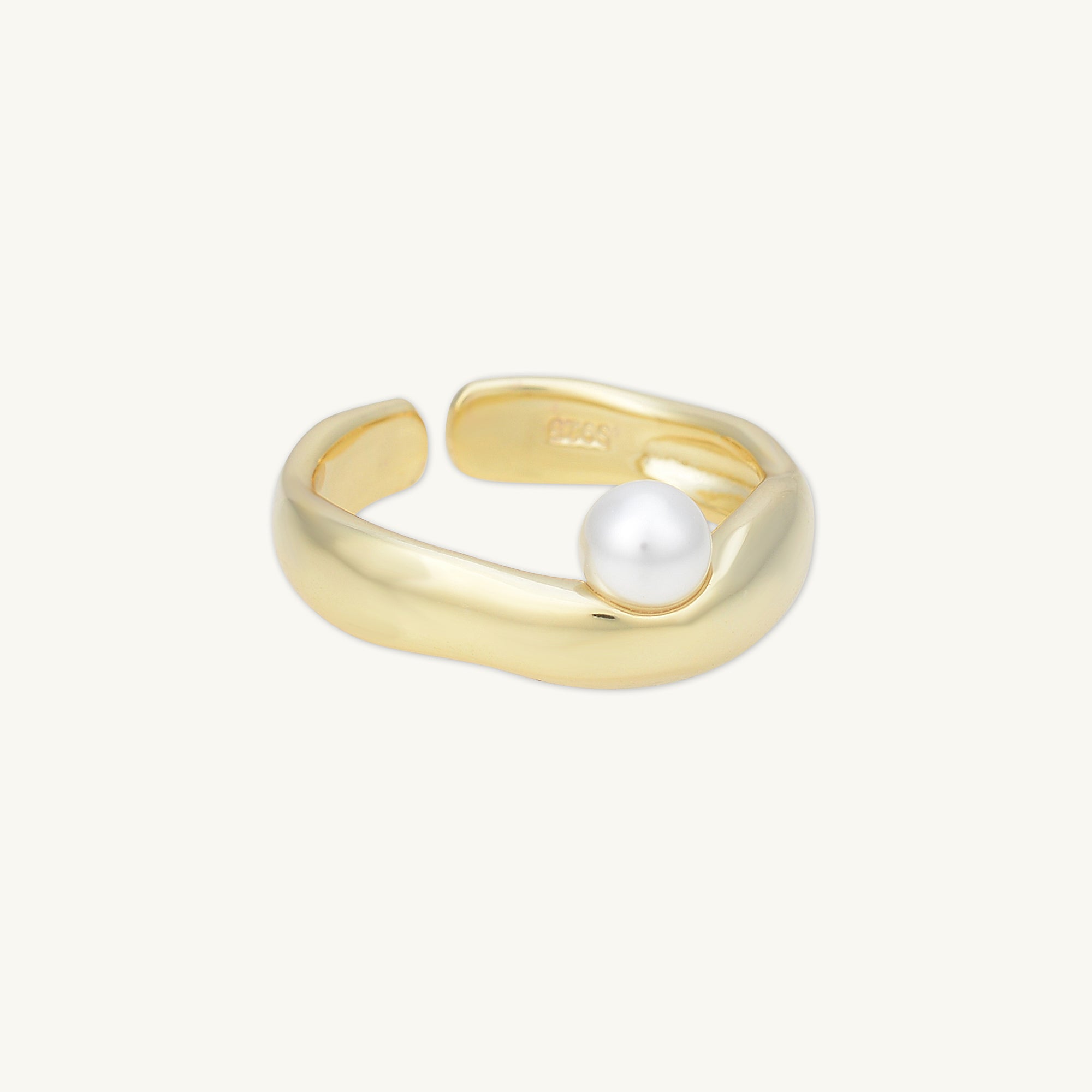 Offset Pearl Open Ring - Camile & Stone