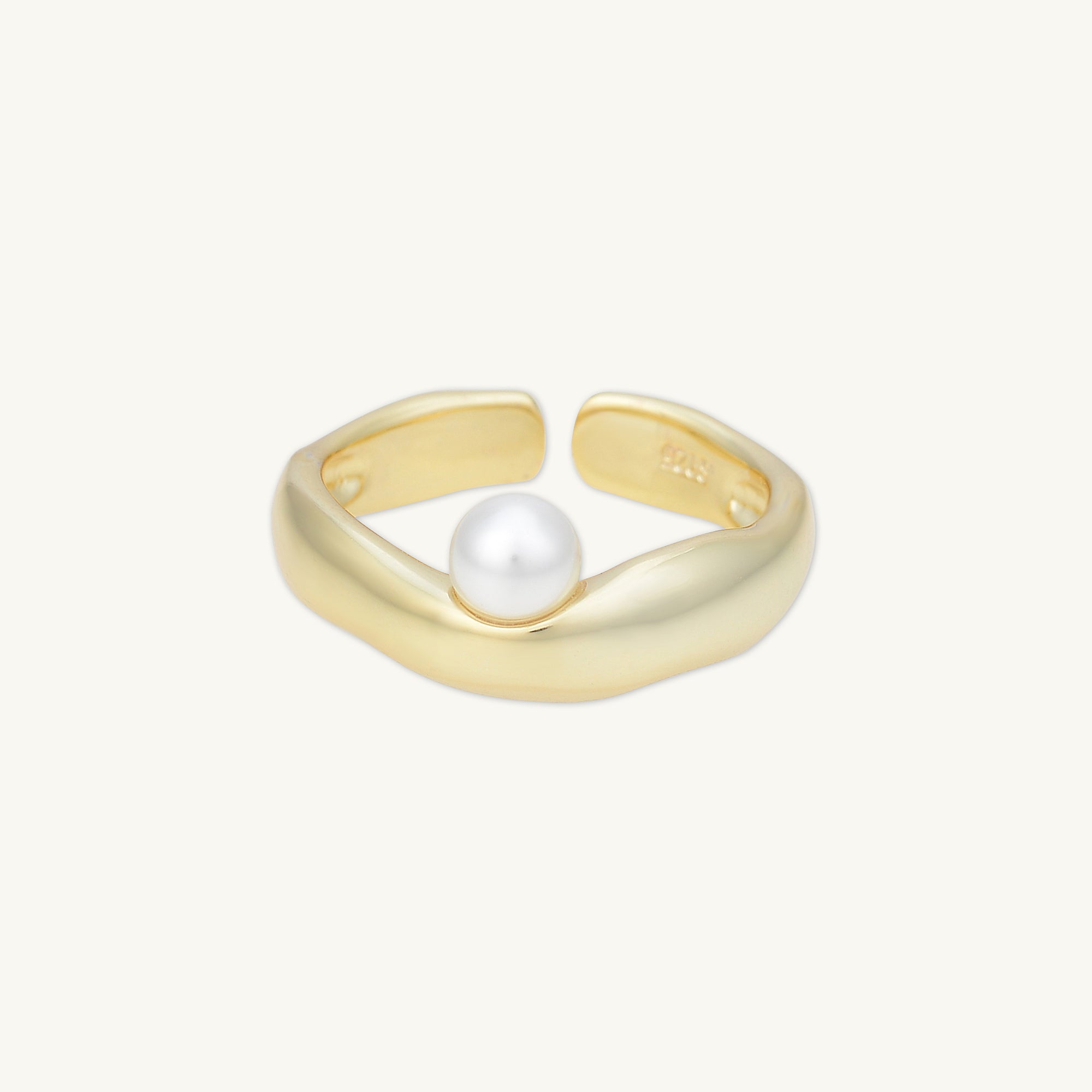 Offset Pearl Open Ring - Camile & Stone