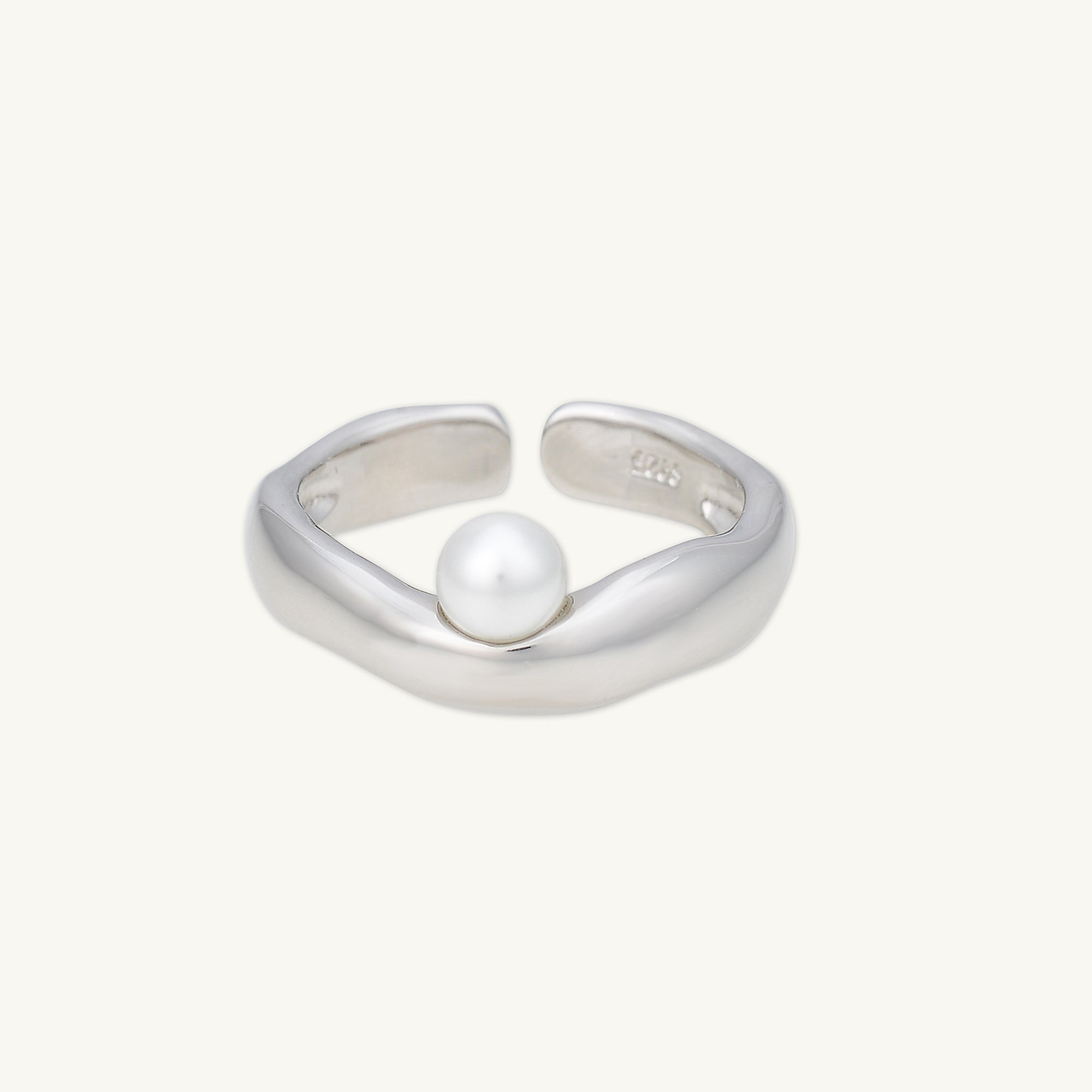 Offset Pearl Open Ring - Camile & Stone