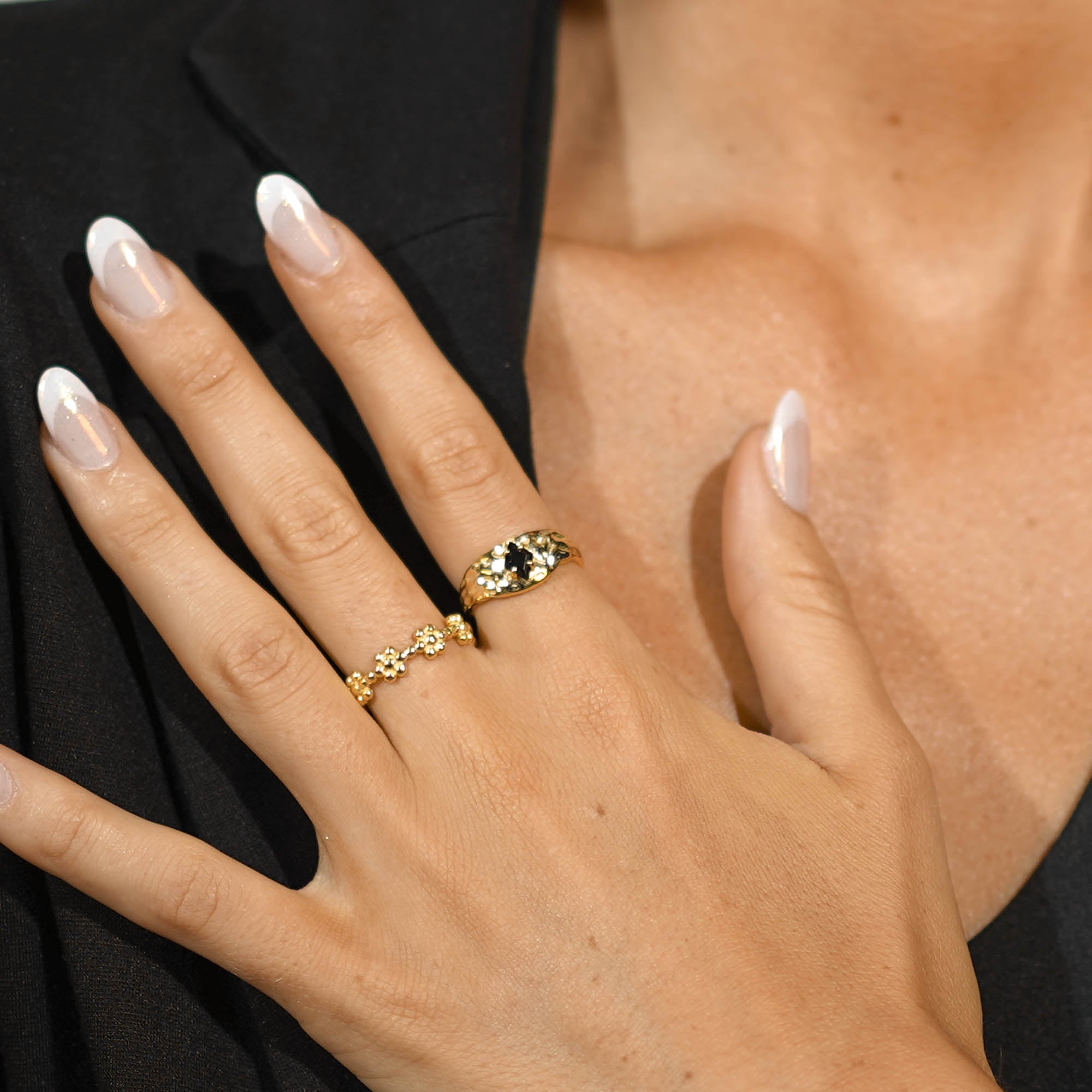 Onyx Molten Open Statement Ring - Camile & Stone