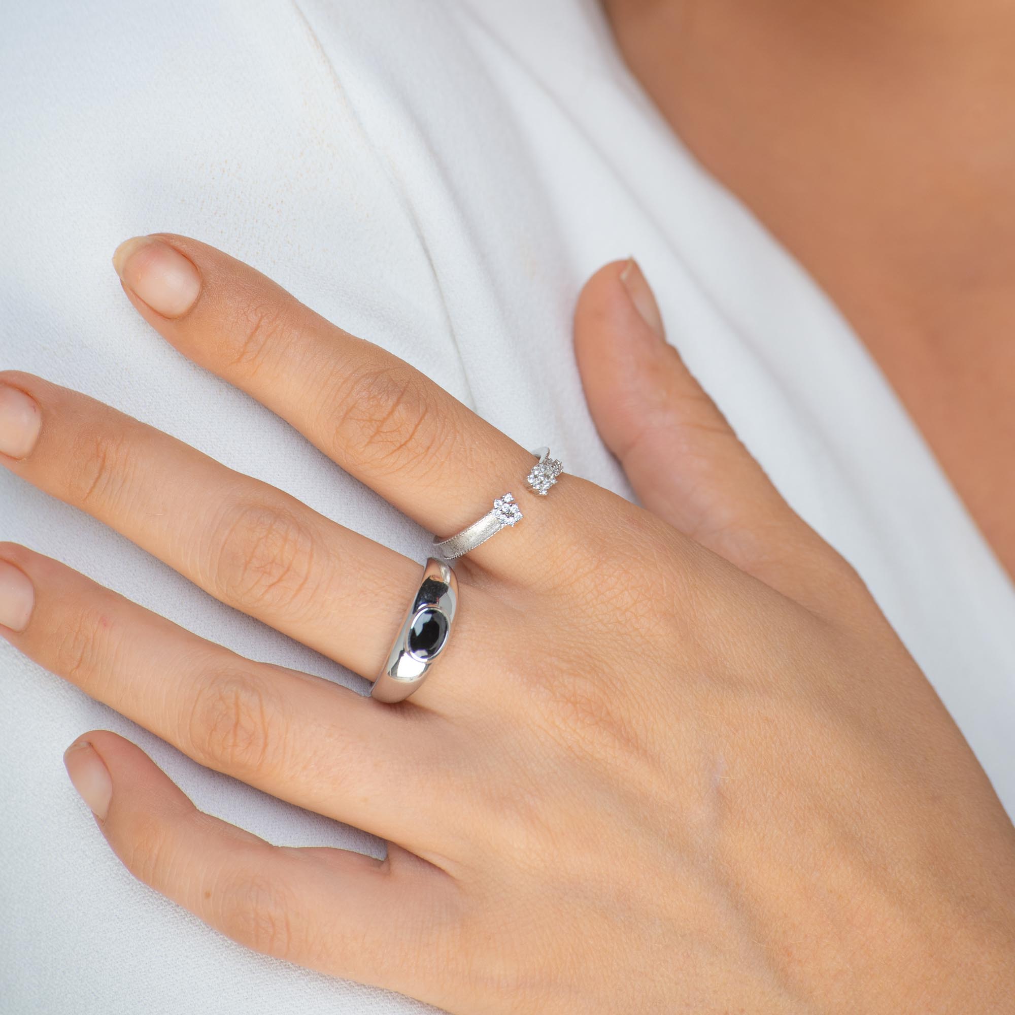 Onyx Signet Dome Open Ring - Camile & Stone