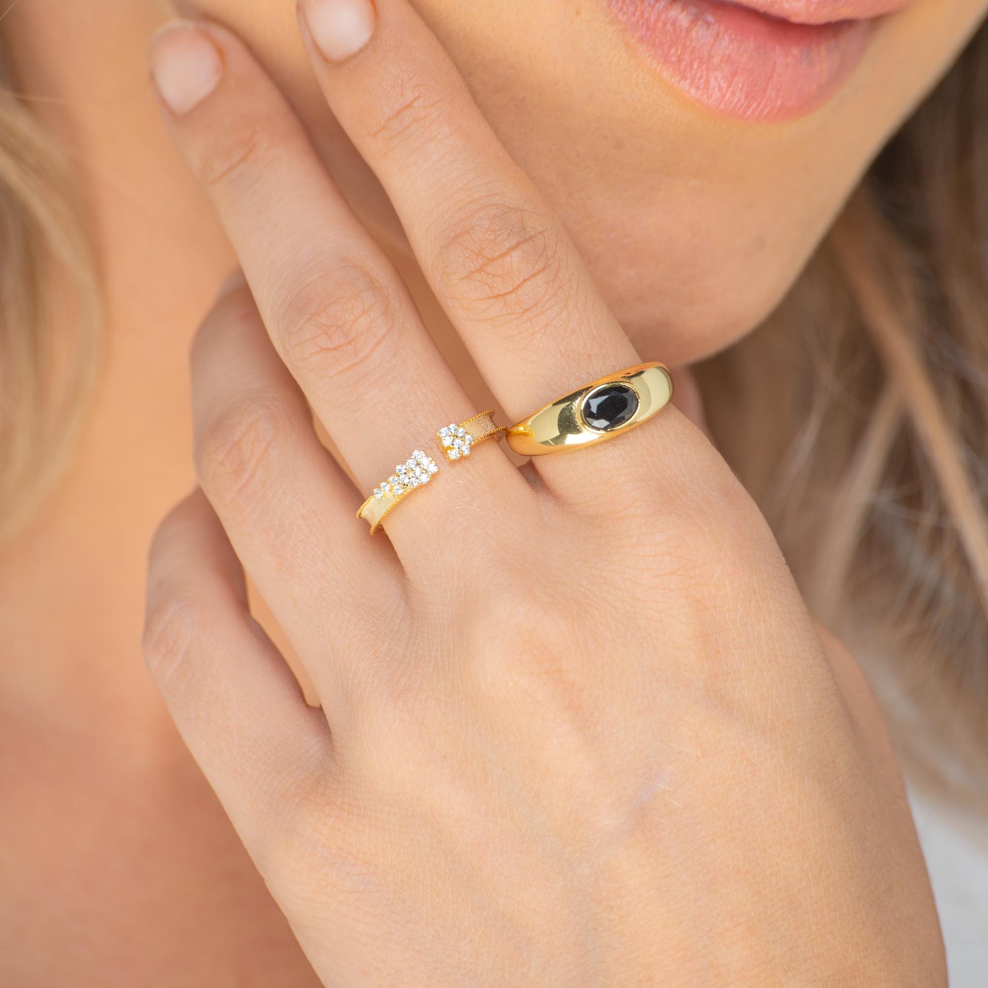 Onyx Signet Dome Open Ring - Camile & Stone