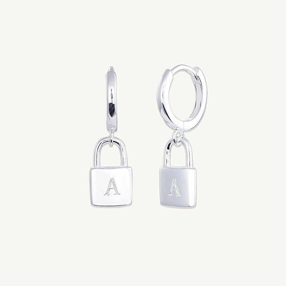 Padlock Initial Letter Earrings - Camile & Stone