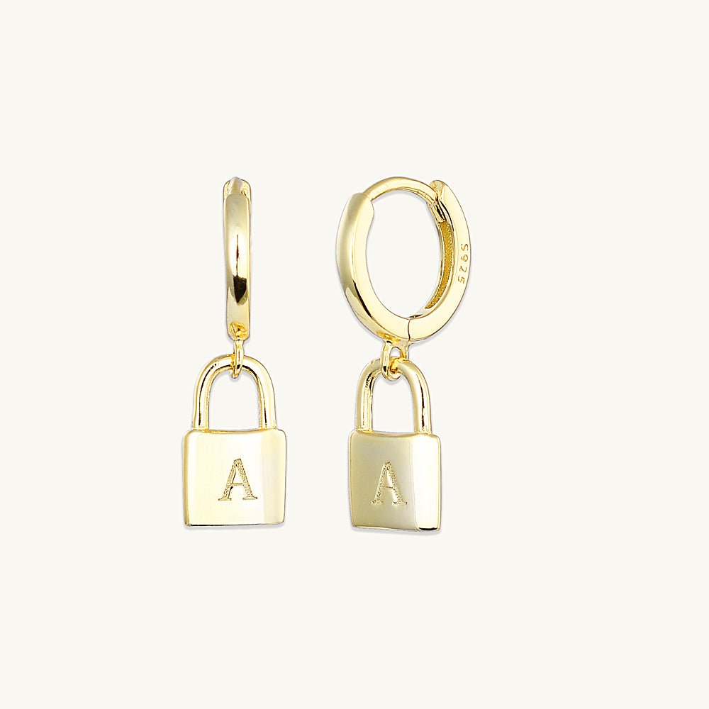 Padlock Initial Letter Earrings - Camile & Stone