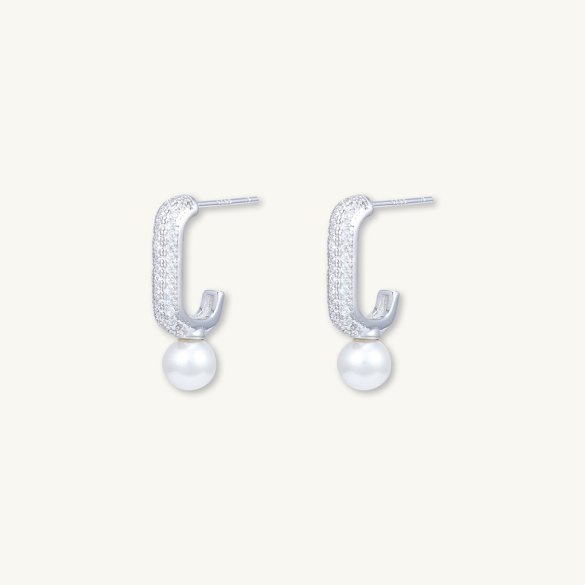 Pearl C Shaped Huggie Earrings - Camile & Stone