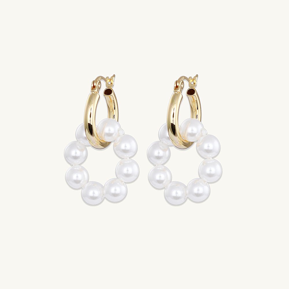 Pearl Interlocked Hoop Earrings - Camile & Stone
