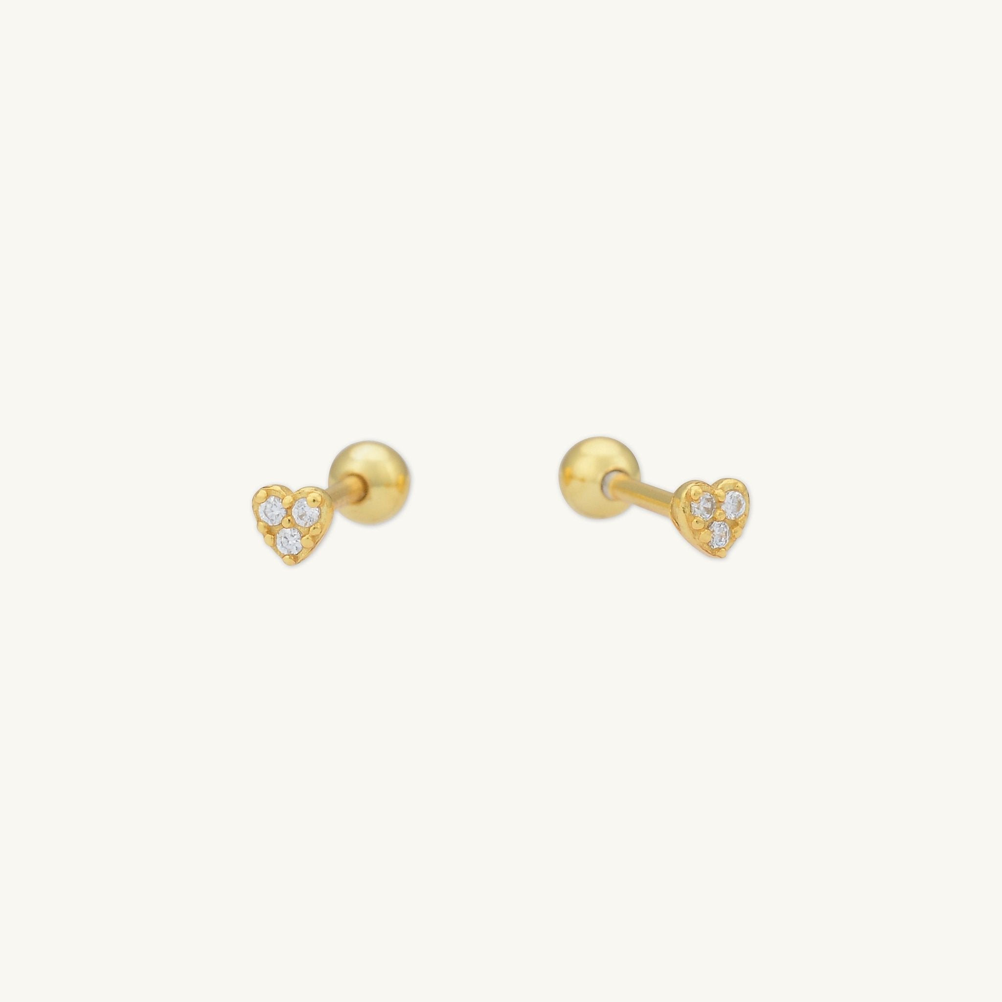 Petite Heart Sapphire Barbell Stud Cartilage Earrings - Camile & Stone