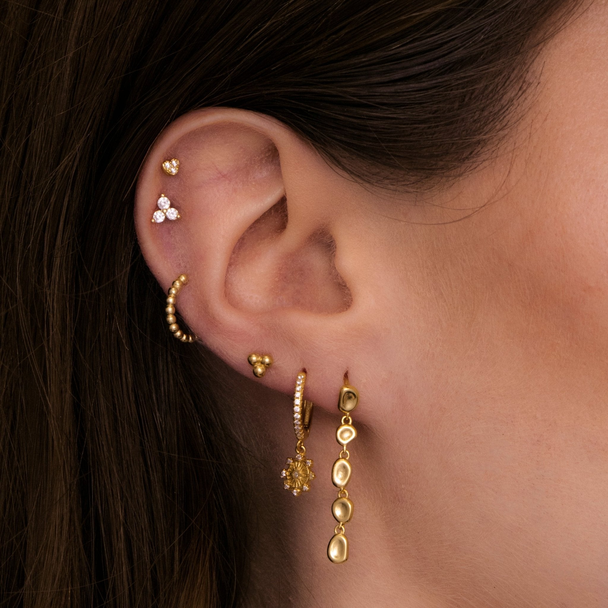 Petite Heart Sapphire Barbell Stud Cartilage Earrings - Camile & Stone