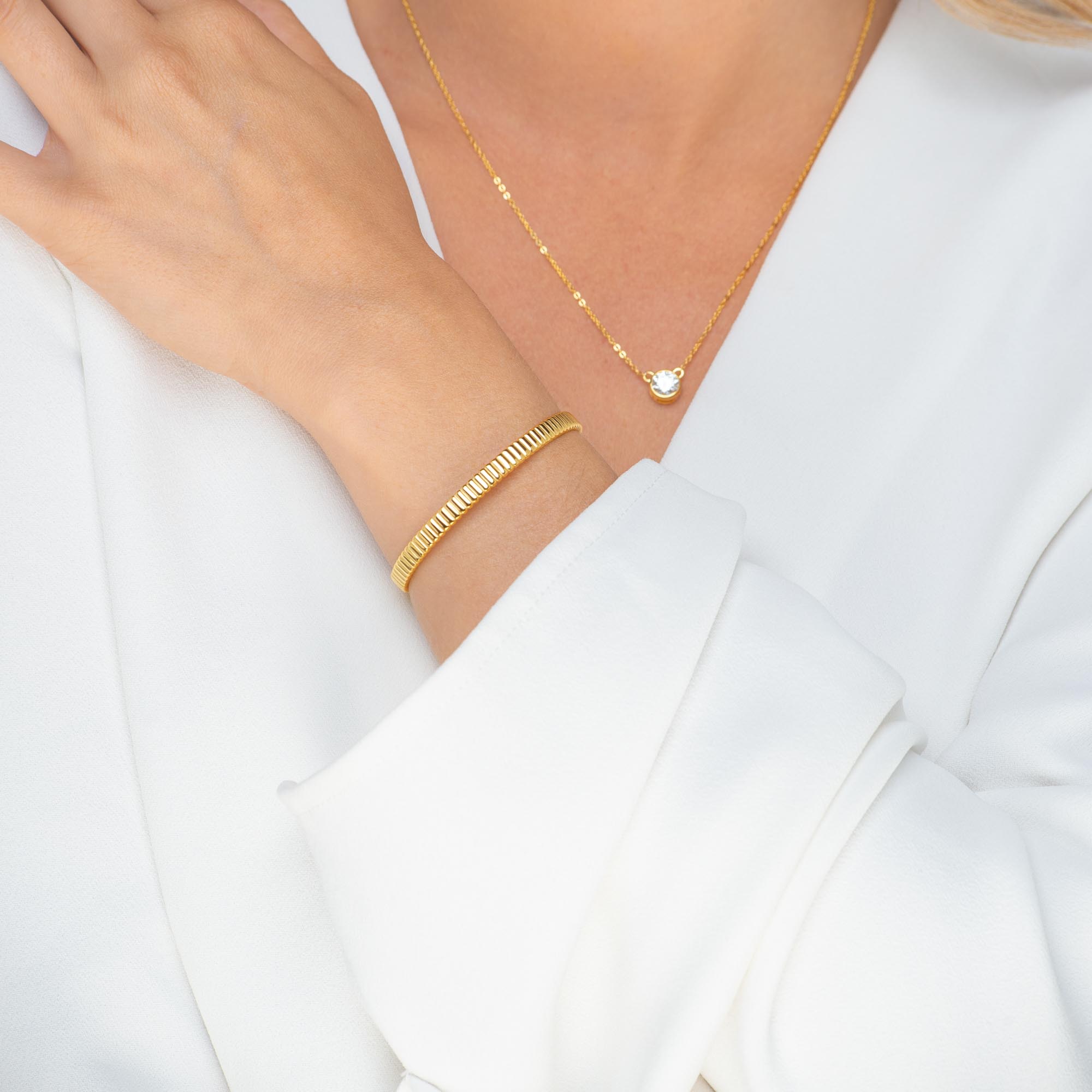 Ridges Cuff Bangle Bracelet - Camile & Stone