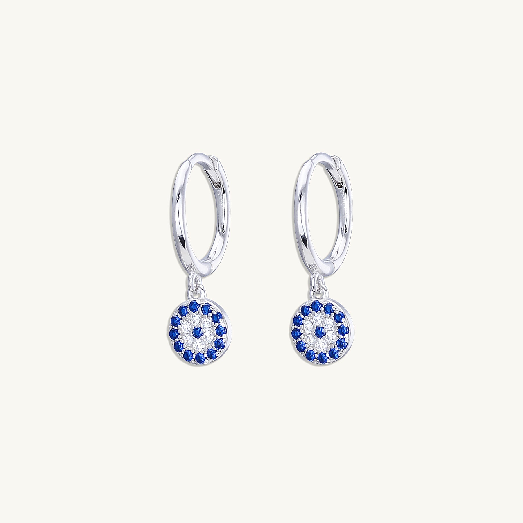 Round Evil Eye Pave Hoop Earrings - Camile & Stone
