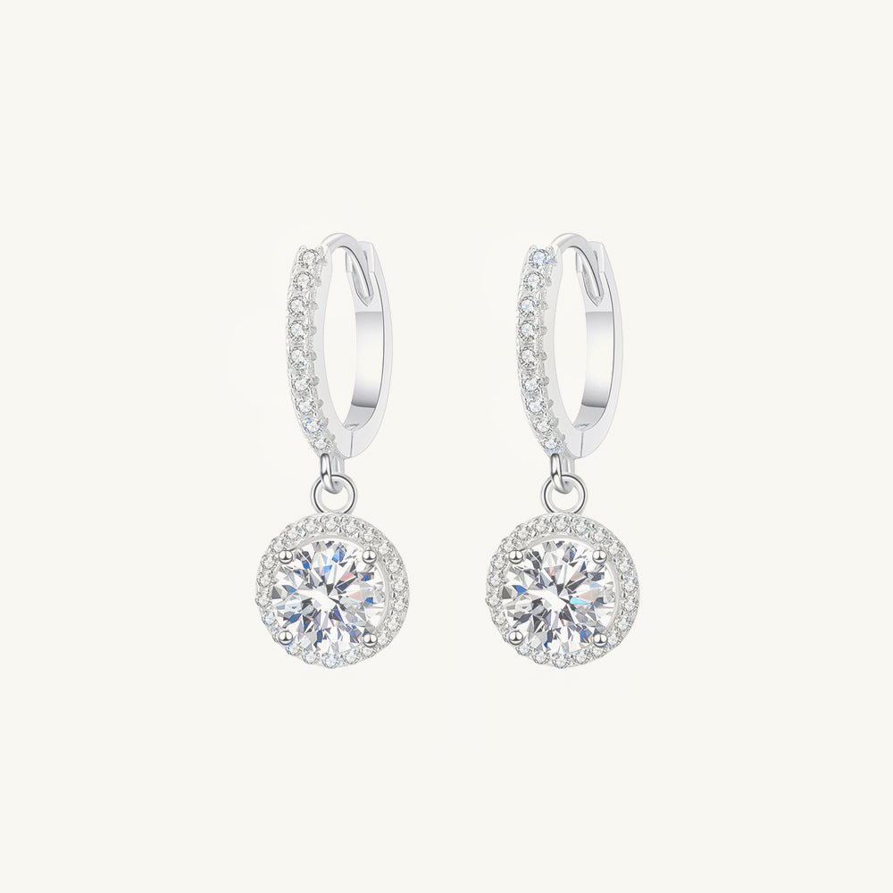 Round Halo Moissanite Hoop Huggie Earrings 0.5 Carat - Camile & Stone
