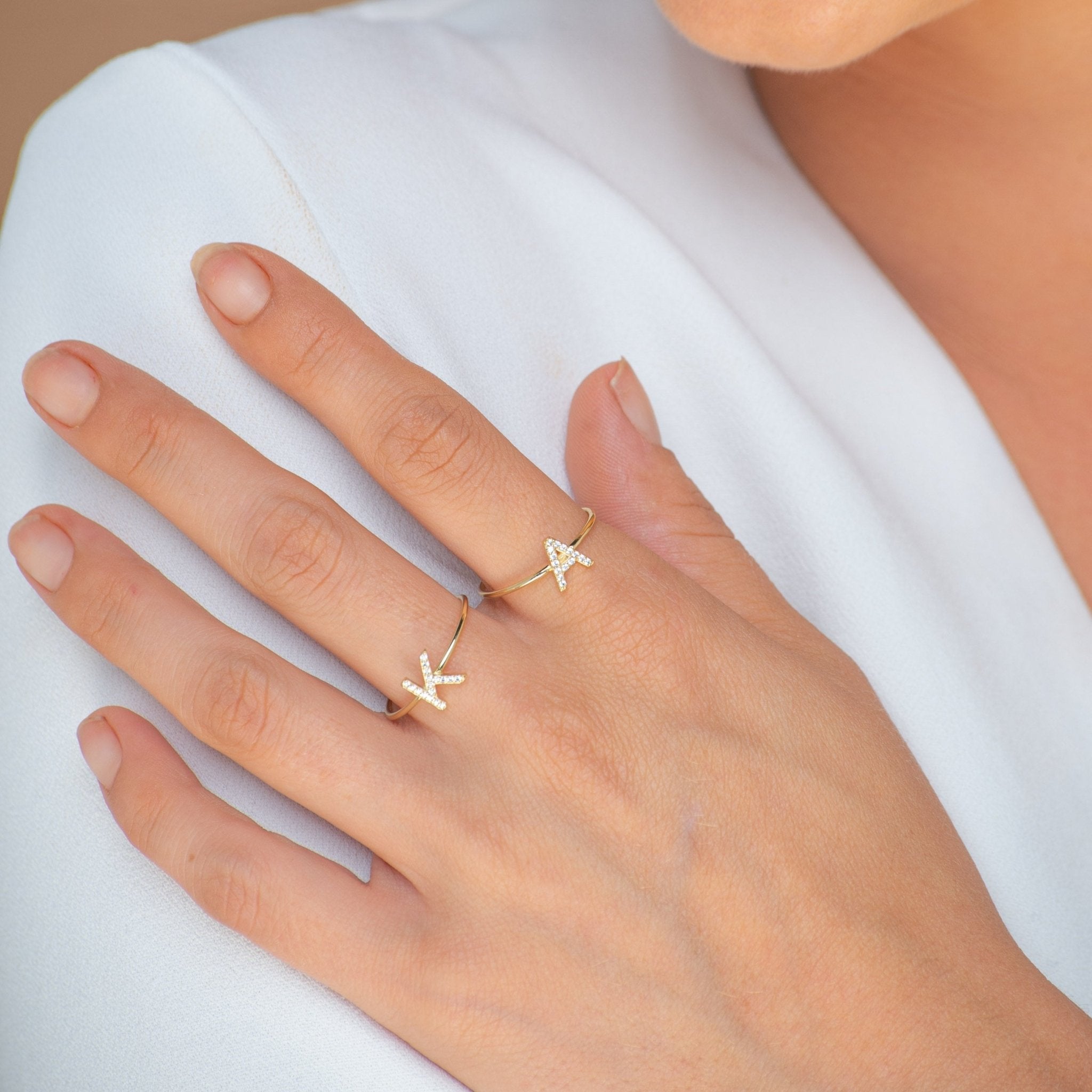 Sapphire Initial Letter Ring - Camile & Stone