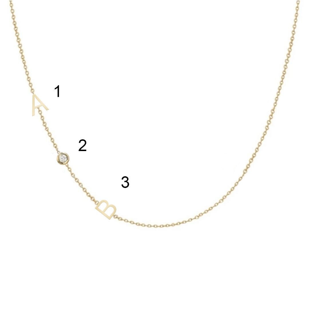 Sideways Pave Letter Necklace - Camile & Stone