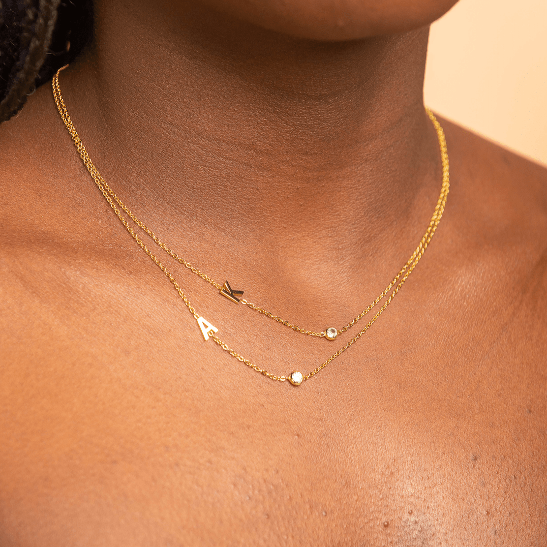 Sideways Pave Letter Necklace - Camile & Stone