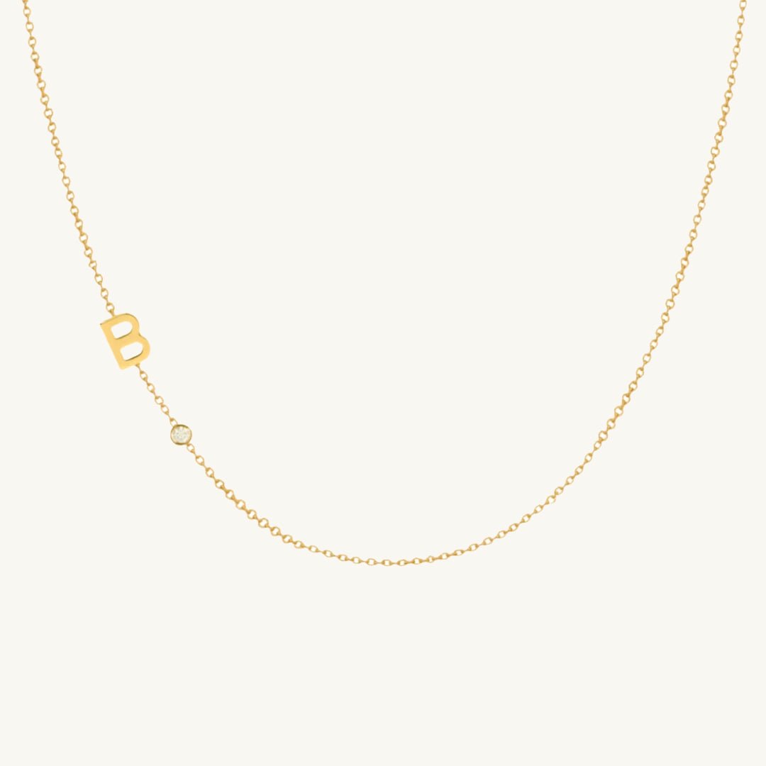 Sideways Pave Single Letter Necklace - Camile & Stone