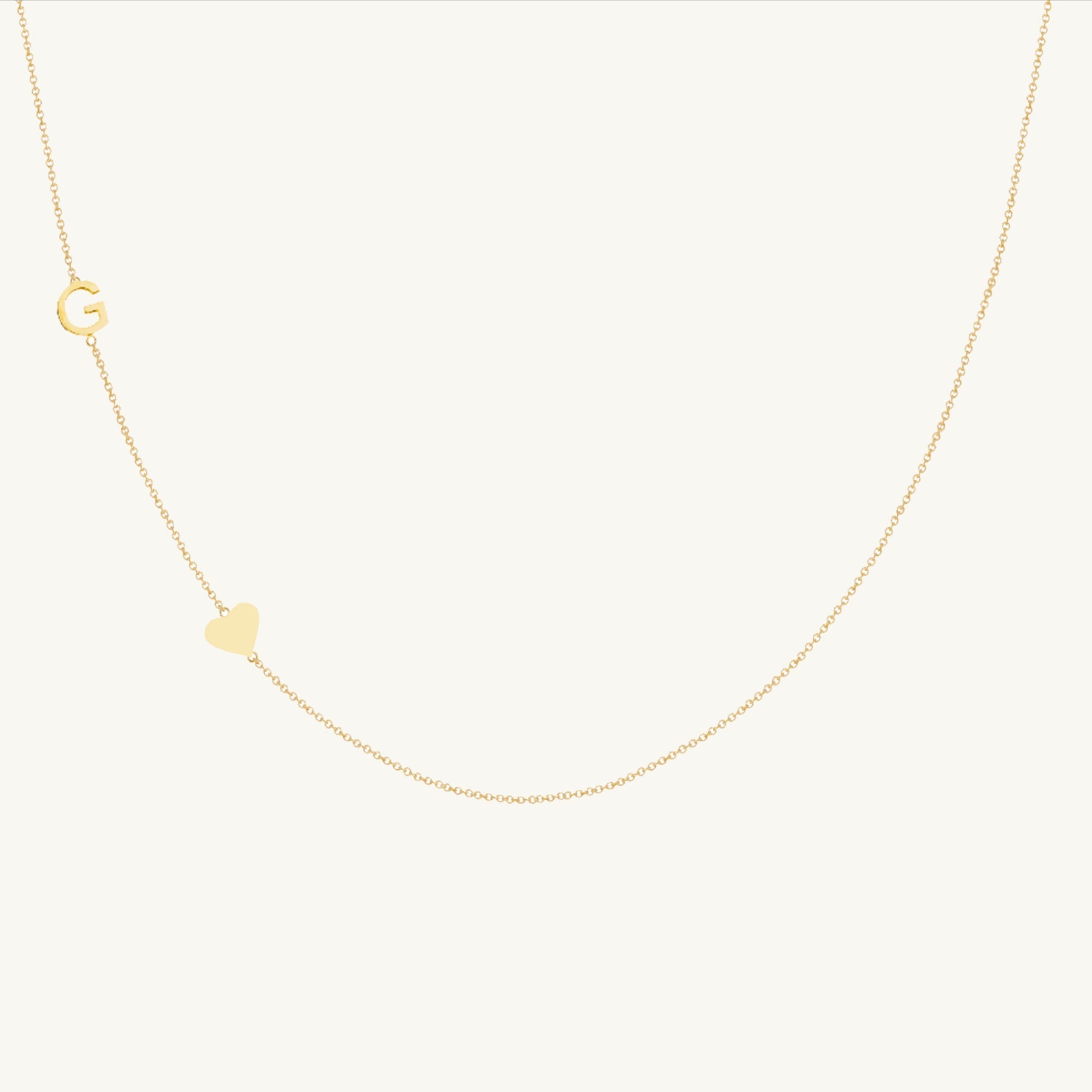 Sideways Single Initial Letter Solid Heart Necklace - Camile & Stone