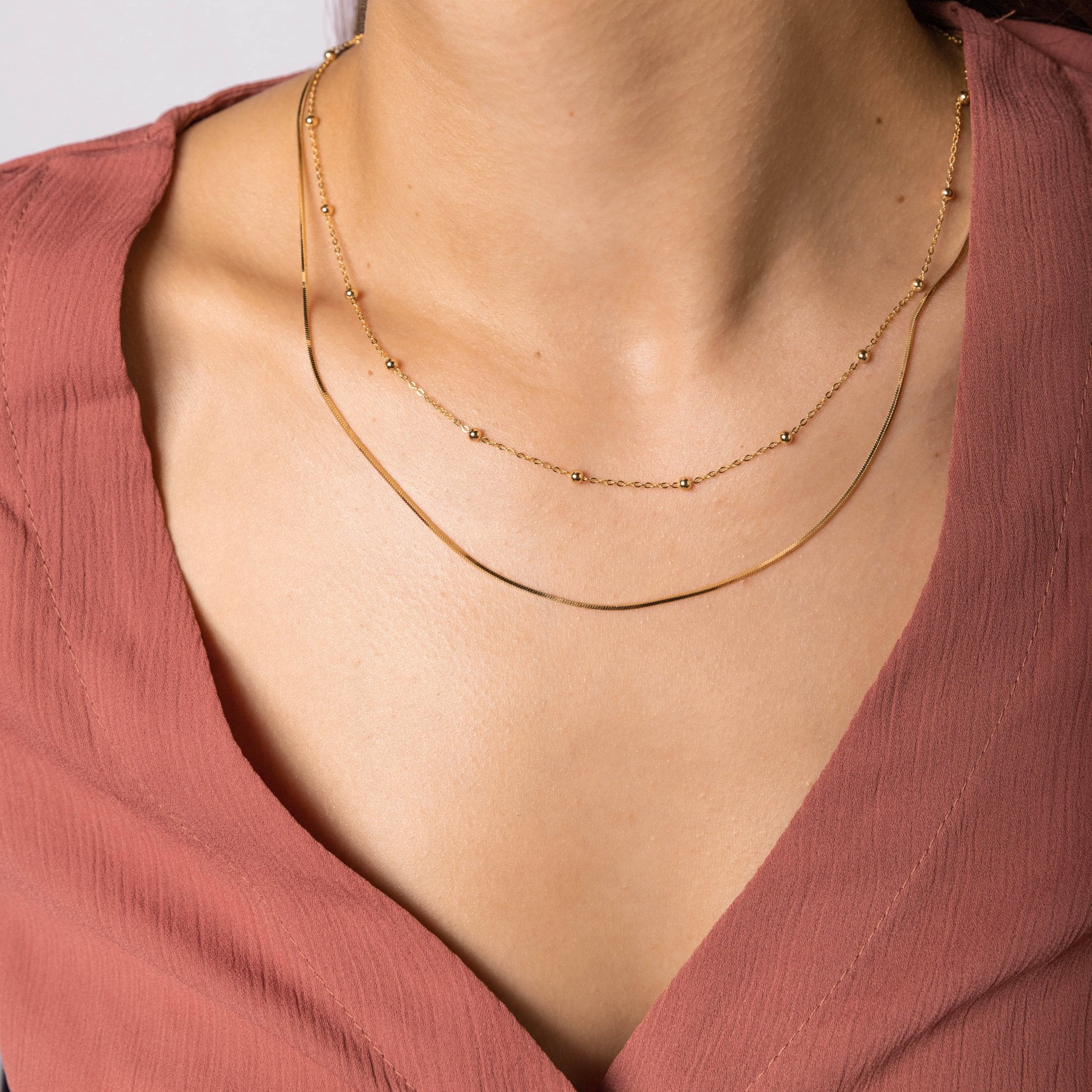 Snake and Satellite Layering Necklace - Camile & Stone