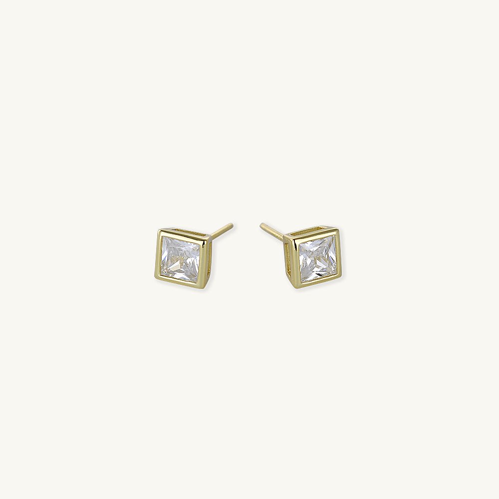Square Cubic Zirconia Studs - Camile & Stone