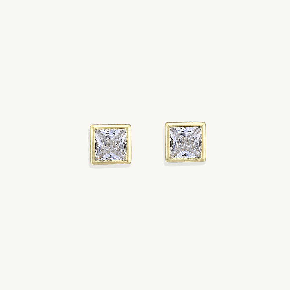 Square Cubic Zirconia Studs - Camile & Stone