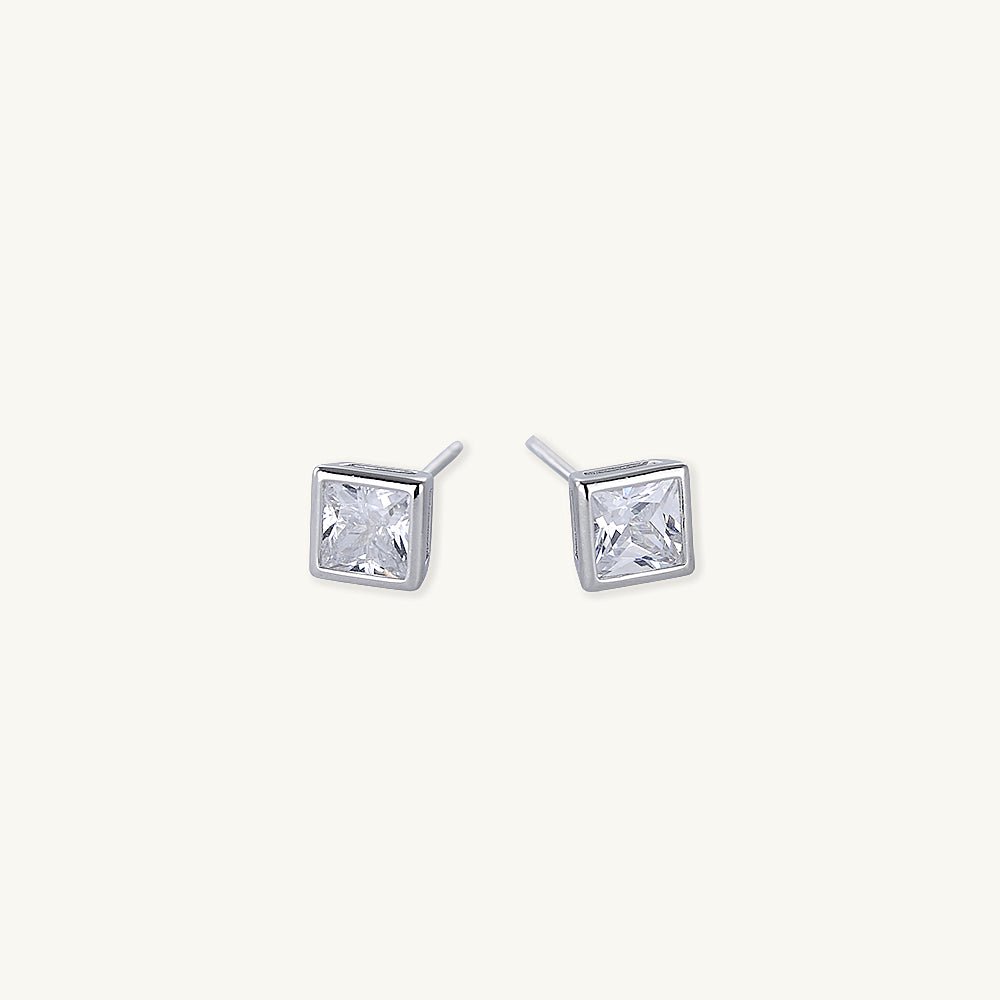 Square Cubic Zirconia Studs - Camile & Stone