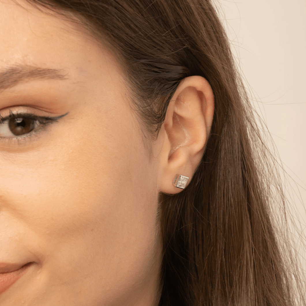 Square Cubic Zirconia Studs - Camile & Stone