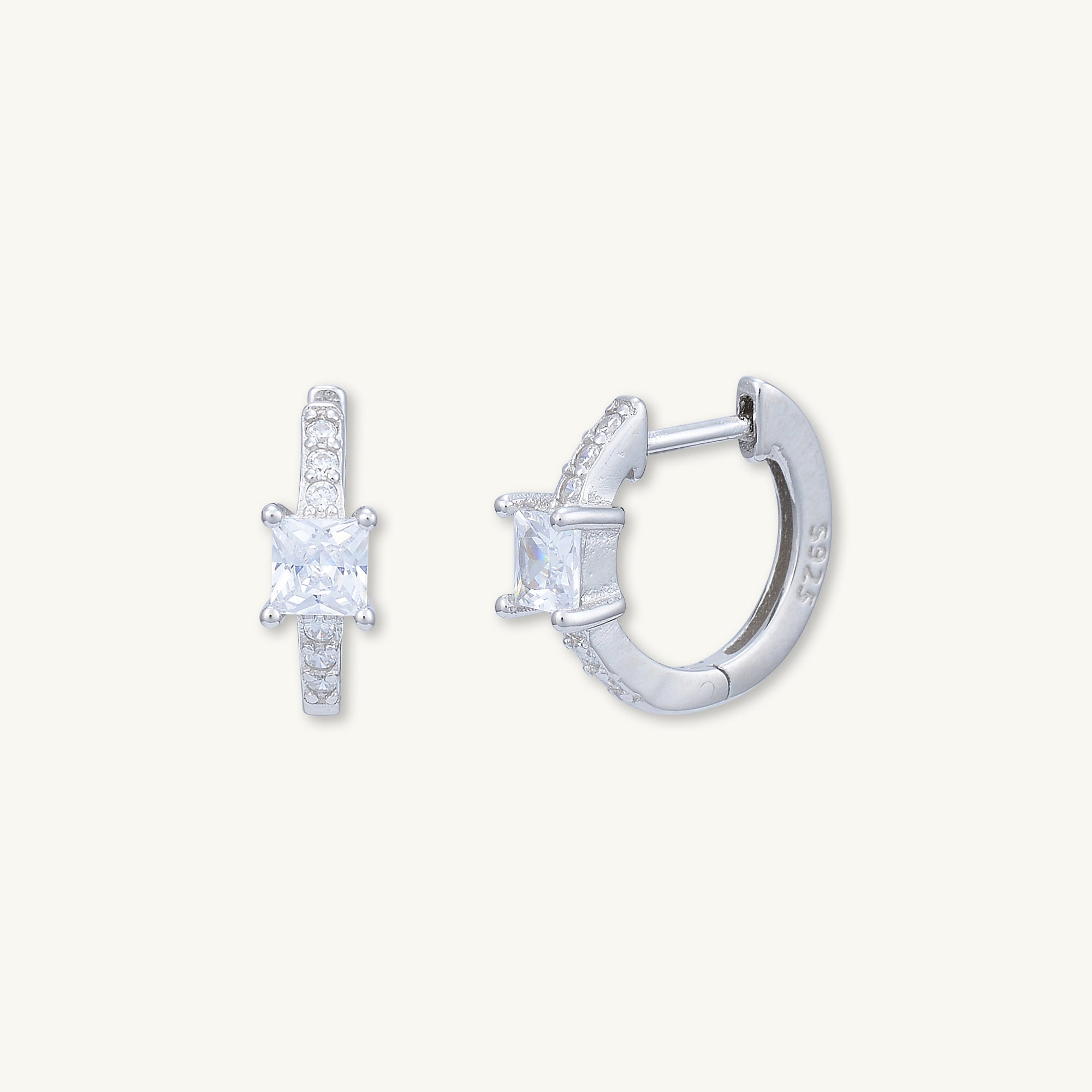 Square Sapphire Huggie Earrings - Camile & Stone