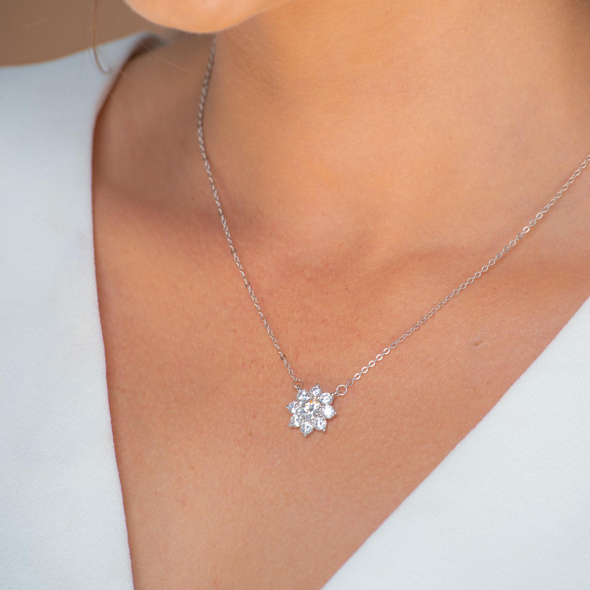 Sunflower Solitaire Moissanite Necklace 1 Carat - Camile & Stone