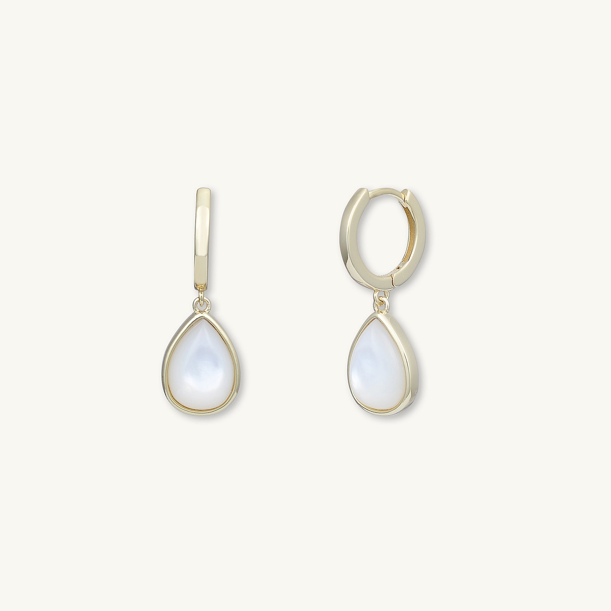 Teardrop Moonstone Huggie Hoop Earrings - Camile & Stone